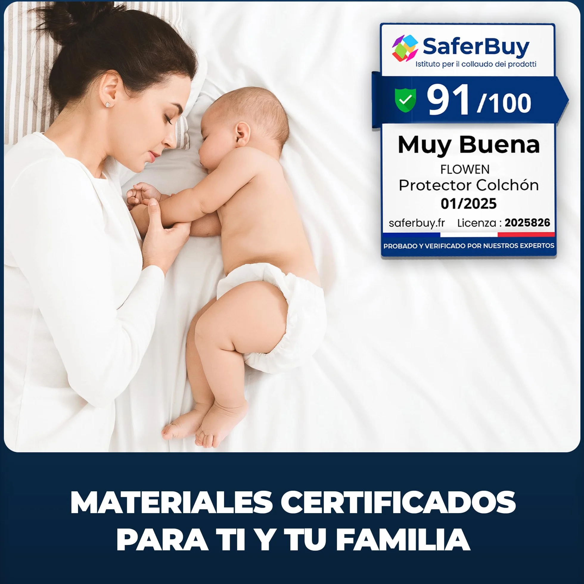 Protector Colchón Impermeable 60x120 cm Algodón Hipoalergénico Antiácaros Antibacteriano