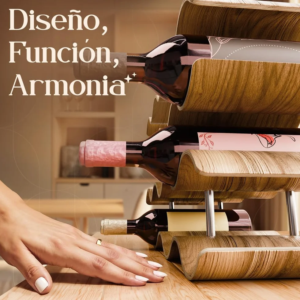 Dreiklang - be smart Botellero de Madera para 14 Botellas | Estable y autoportante, diseño Moderno y Decorativo | Compacto y Ahorra Espacio, pequeño y Estrecho, 4 Niveles (43 × 37 × 15,7 cm)