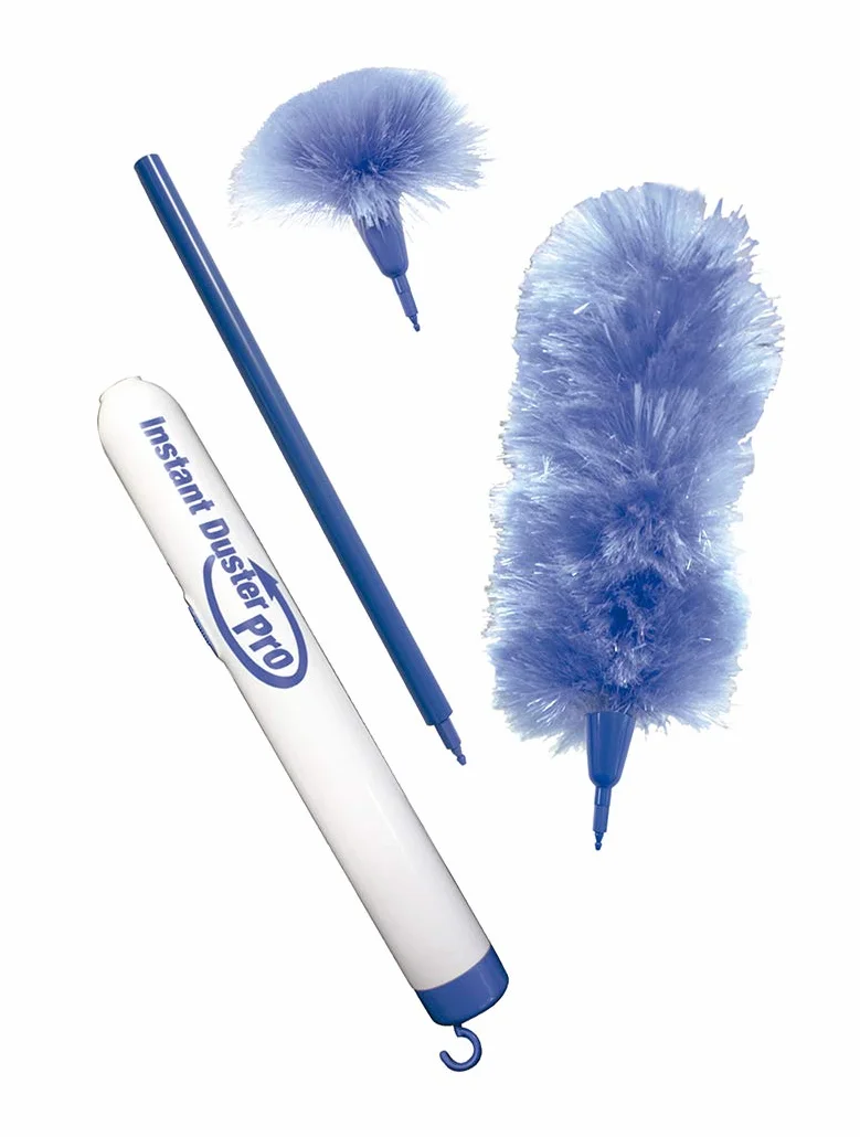 Instant Duster Pro con Palo Extensible - Plumero eléctrico inalámbrico - Sistema Antiestático, Hecho con Fibras electromagnéticas, Fuerte absorción de Polvo, Cepillo eléctrico Giratorio