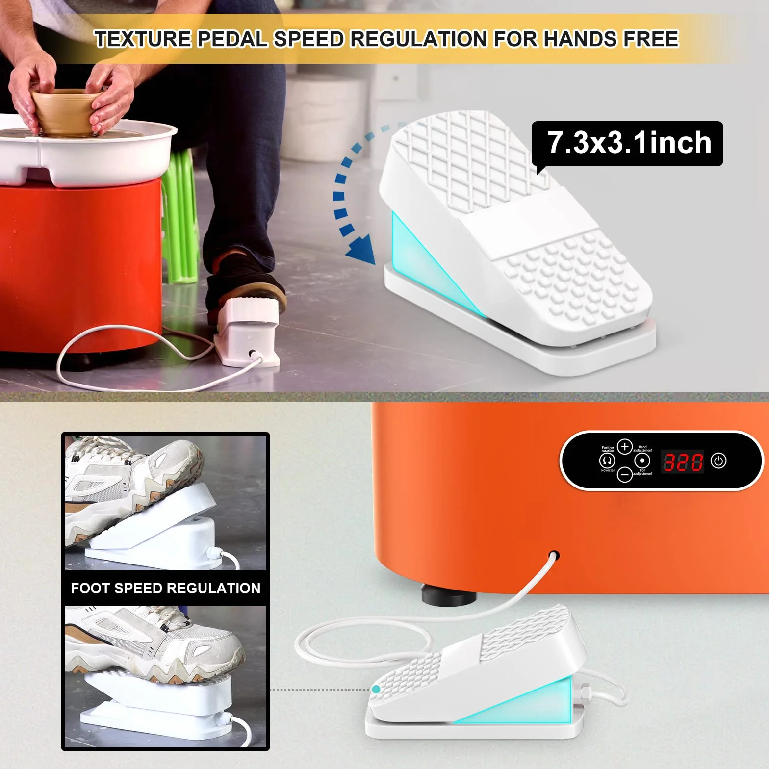 350W Rueda de Cerámica Eléctrica con Pantalla LCD 25CM Máquina Cerámica para Bricolaje de Cerámica Pottery Wheel Machine con Kit