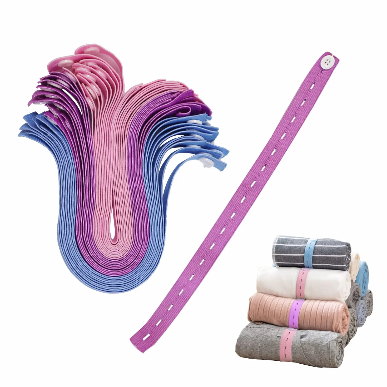 LELE LIFE Banda elástica almacenamiento ropa ajustable con botones y ojales organizador armario ahorro espacio equipaje viaje 3 colores