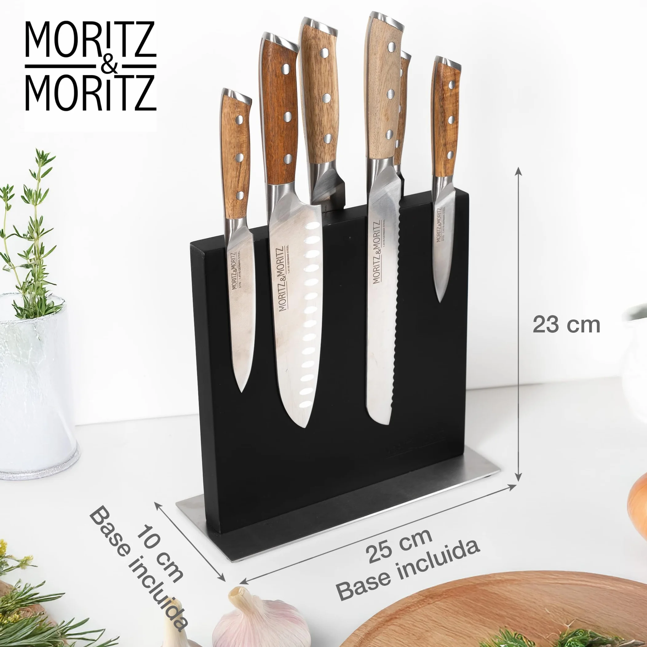 Moritz & Moritz Bloque magnético para cuchillos negro – Soporte magnético con fuerte agarre