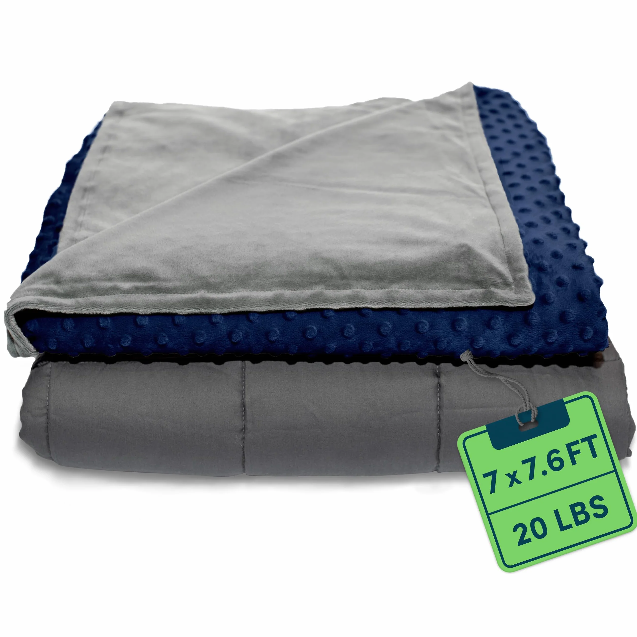 Manta con peso tamaño King de 220 x 230 cm, 20 libras, manta pesada para adultos, calma la inquietud y promueve la relajación, funda azul marino suave (lavable a máquina)