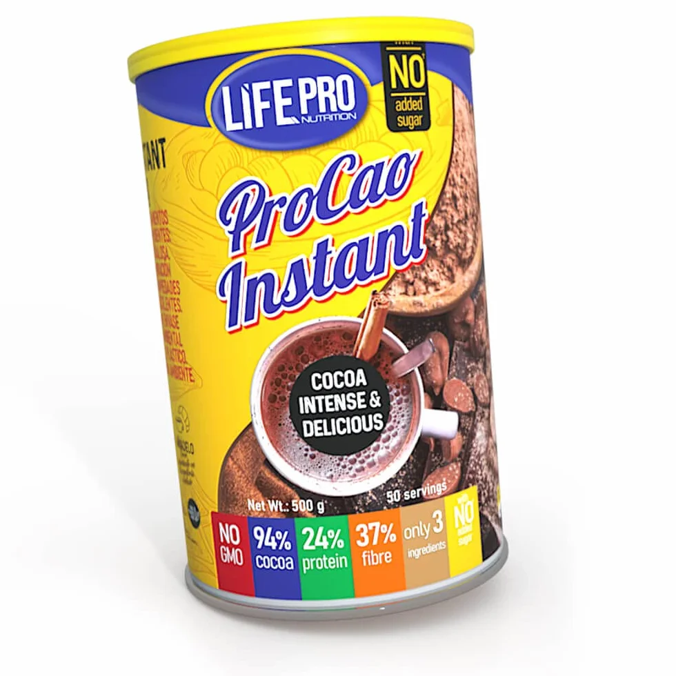 Life Pro ProCao Instant 500g Cacao en polvo sin azúcares añadidos Alto en proteína 24%