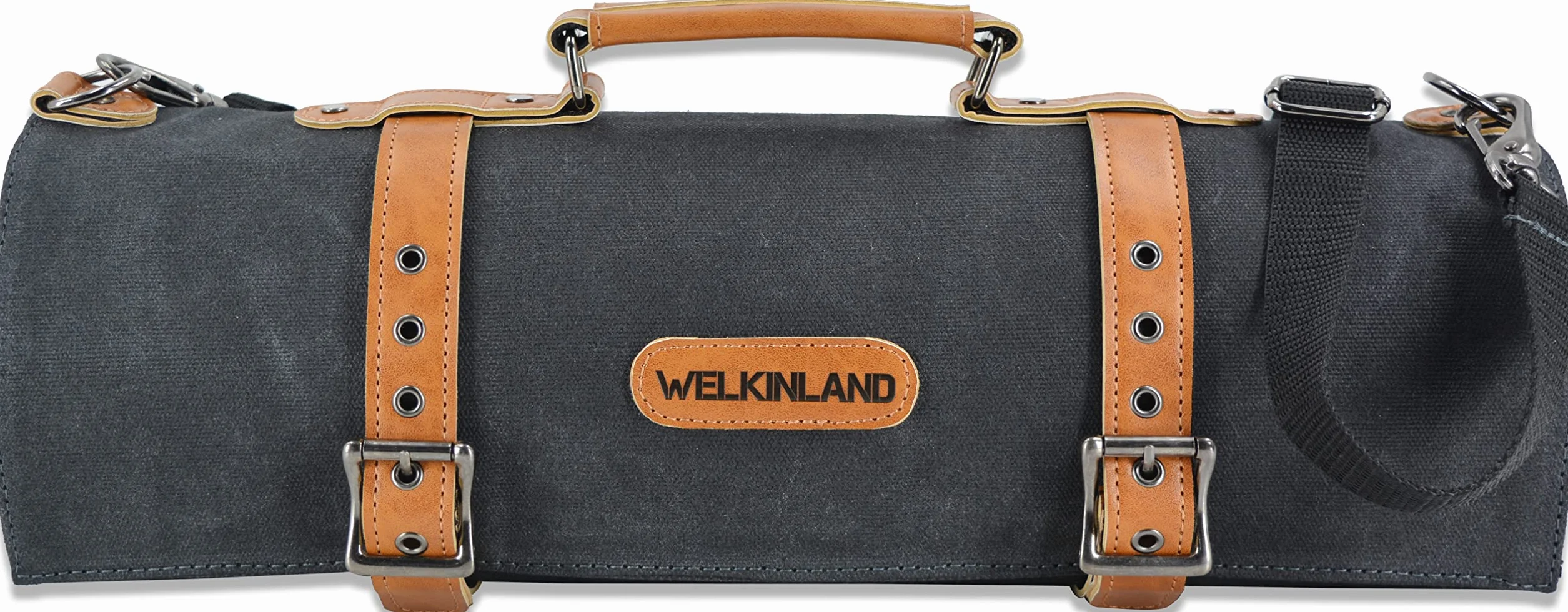 WELKINLAND Rollo de Cuero para Cuchillos de 14 Bolsillos, de Lona, Soporte para Bolsas de Cuchillos, Bolsa de Chef, Bolsa para Cuchillos de Chef, para Cuchillos