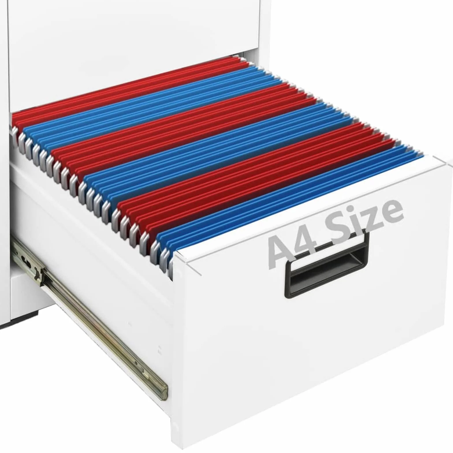 Armario Archivador Armarios Metalico Archivador Oficina de Acero Cajonera Oficina en Color Blanco con 4 Cajones y Cerradura .46 x 62 x 133 cm