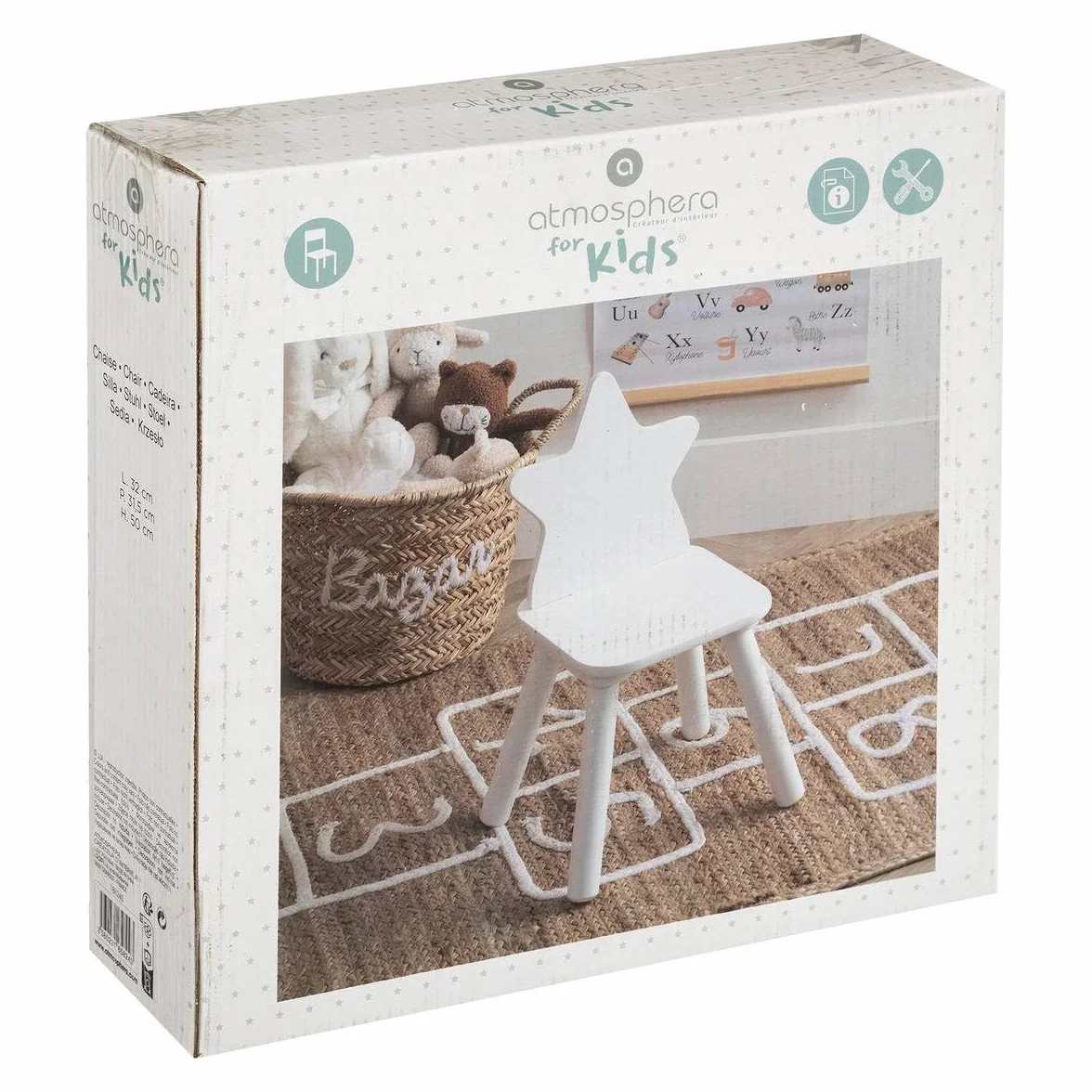 Atmosphera - Silla Infantil Stars - Madera y Pino - Blanco