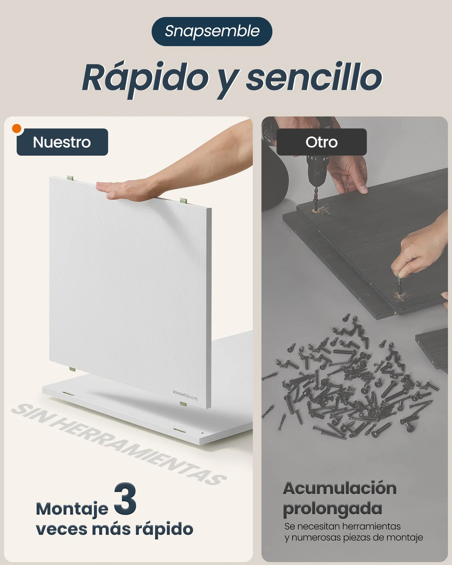 SONGMICS HOME Cómoda de Dormitorio, Mueble Cajonera con 6 Cajones, Tablero de Partículas, 153 x 39 x 73,9 cm, Aparador Auxiliar para Escritorio, Blanco, Colección Kadin LTS656W01