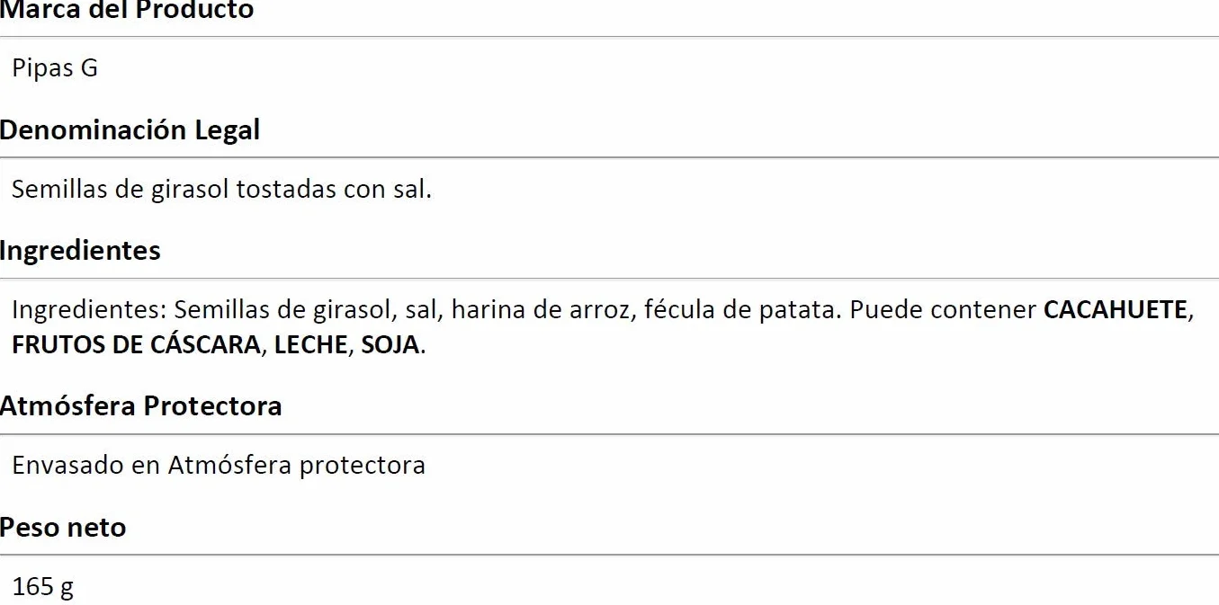 Grefusa Pipas con Sal, 165g