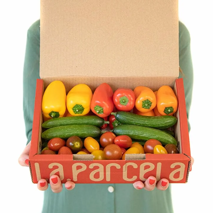 Caja Fiesta 900 g La Parcela Mezcla Cherrys Pepino Cocktail Minipimientos Tribelly Origen España Andalucía Fruta Verdura Fresca Cooperativa Granada La Palma