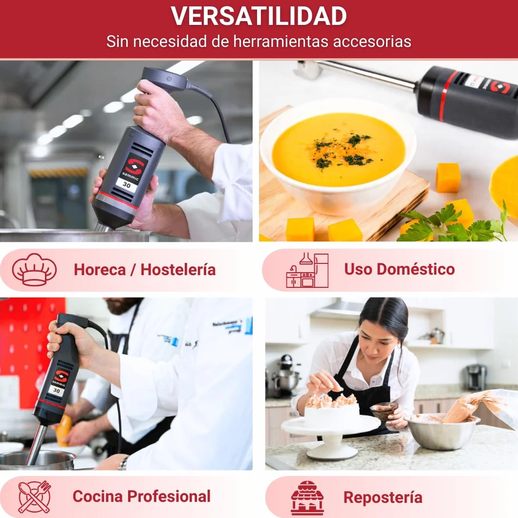 YOMMAK Batidora de Mano XM-33 Sammic – 400W Batidora Industrial Hostelería de 420mm Trituradora Para Recipientes Hasta 60 Litros – Mixer Cocina Ideal para uso Profesional Repostería Horeca