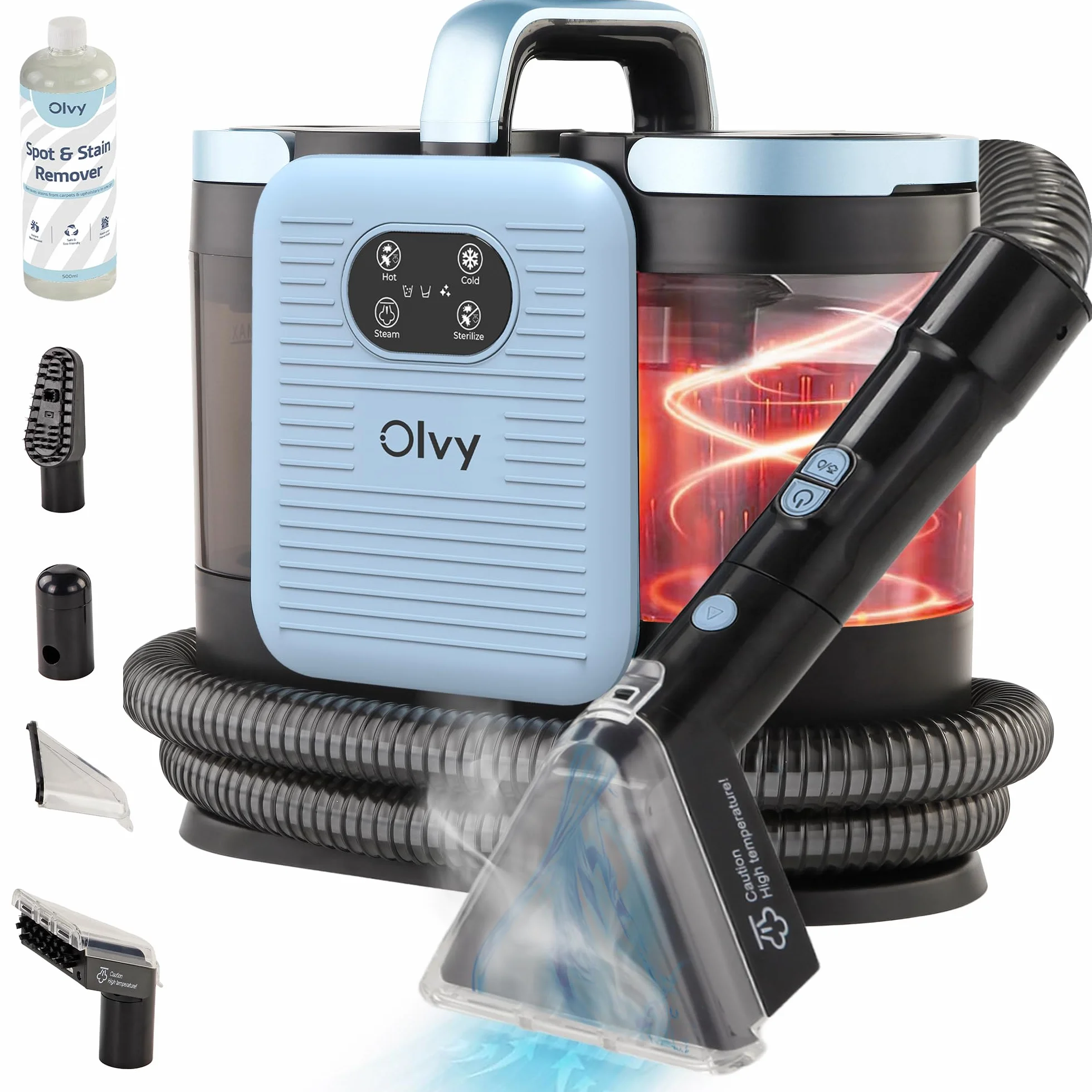 Olvy Limpiador de Alfombras PRO 1650W Aspiradora en húmedo con función de vapor 100°C