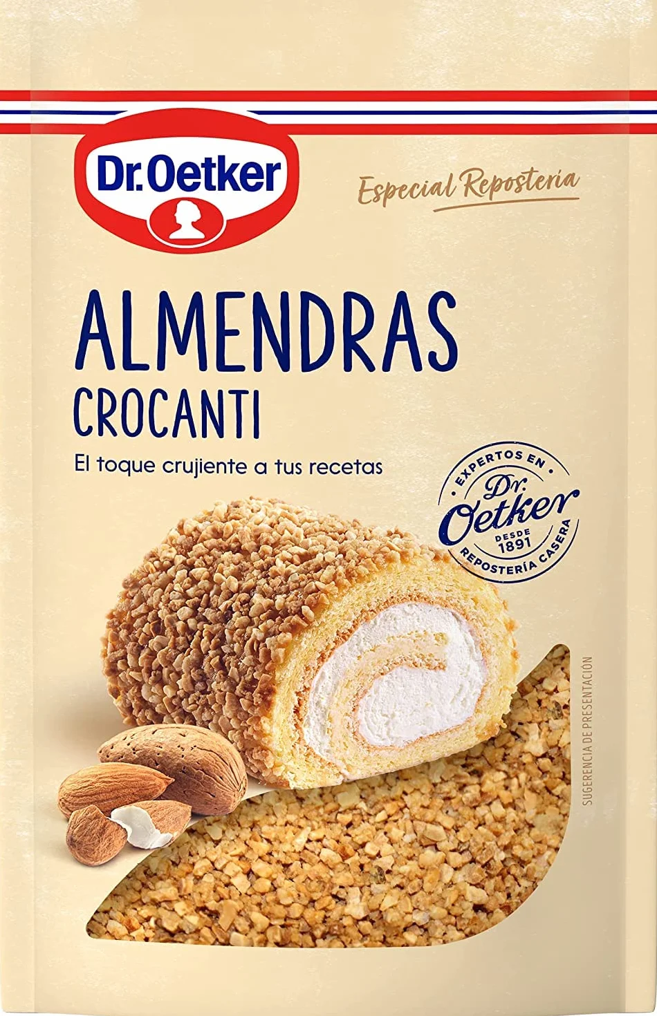 Dr. Oetker Almendras Crocanti, Almendras Caramelizadas Tostadas para Repostería, Bolsa 125g