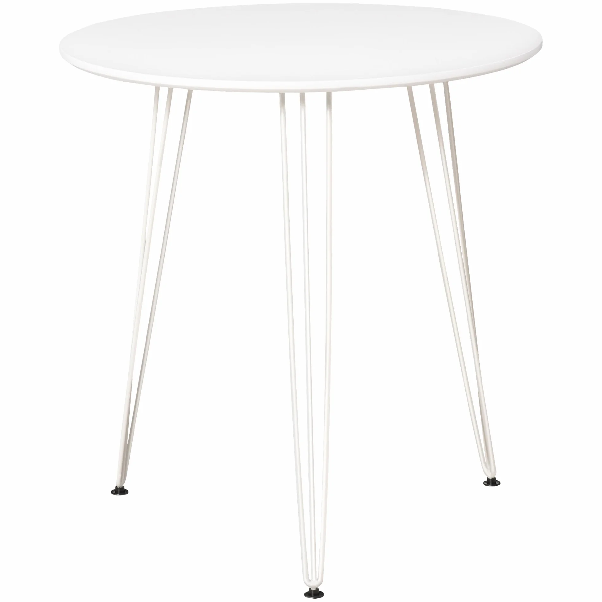 HOMCOM Mesa de Comedor Redonda con Patas de Horquilla Ø70x75 cm Blanco | Metálicas, Estilo Moderno Nórdico, para Cocina Salón Cafetería Bar
