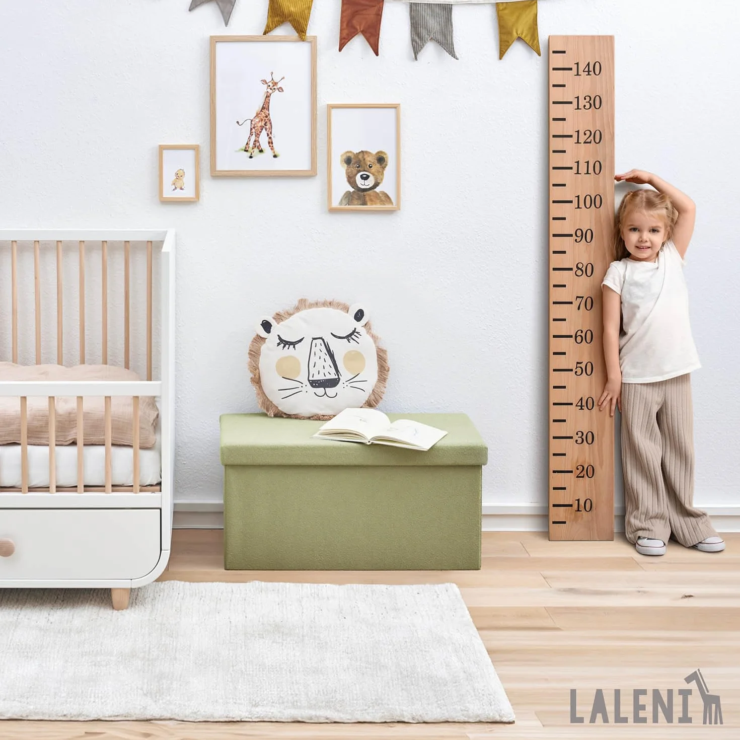 Banco con almacenaje y caja extra, baúl con asiento para dormitorio, organizador para juguetes 76x38 cm Verde