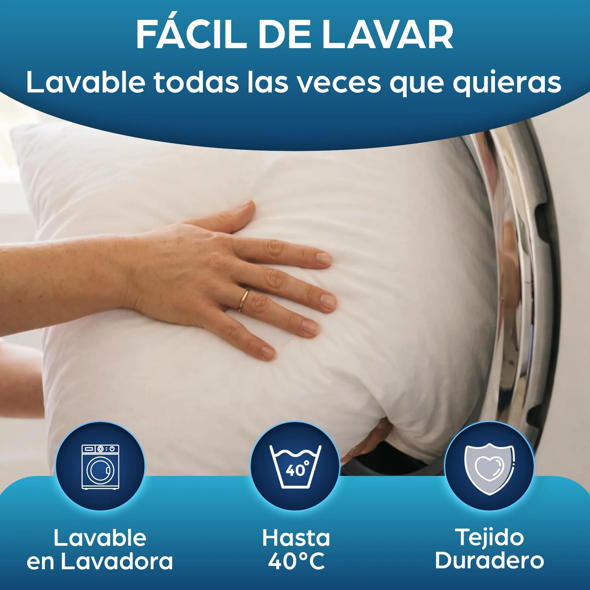 Flowen Almohada 40x60 cm Fibra Siliconada Hipoalergénica Oeko-Tex® Antialérgica Indeformable Pack 2