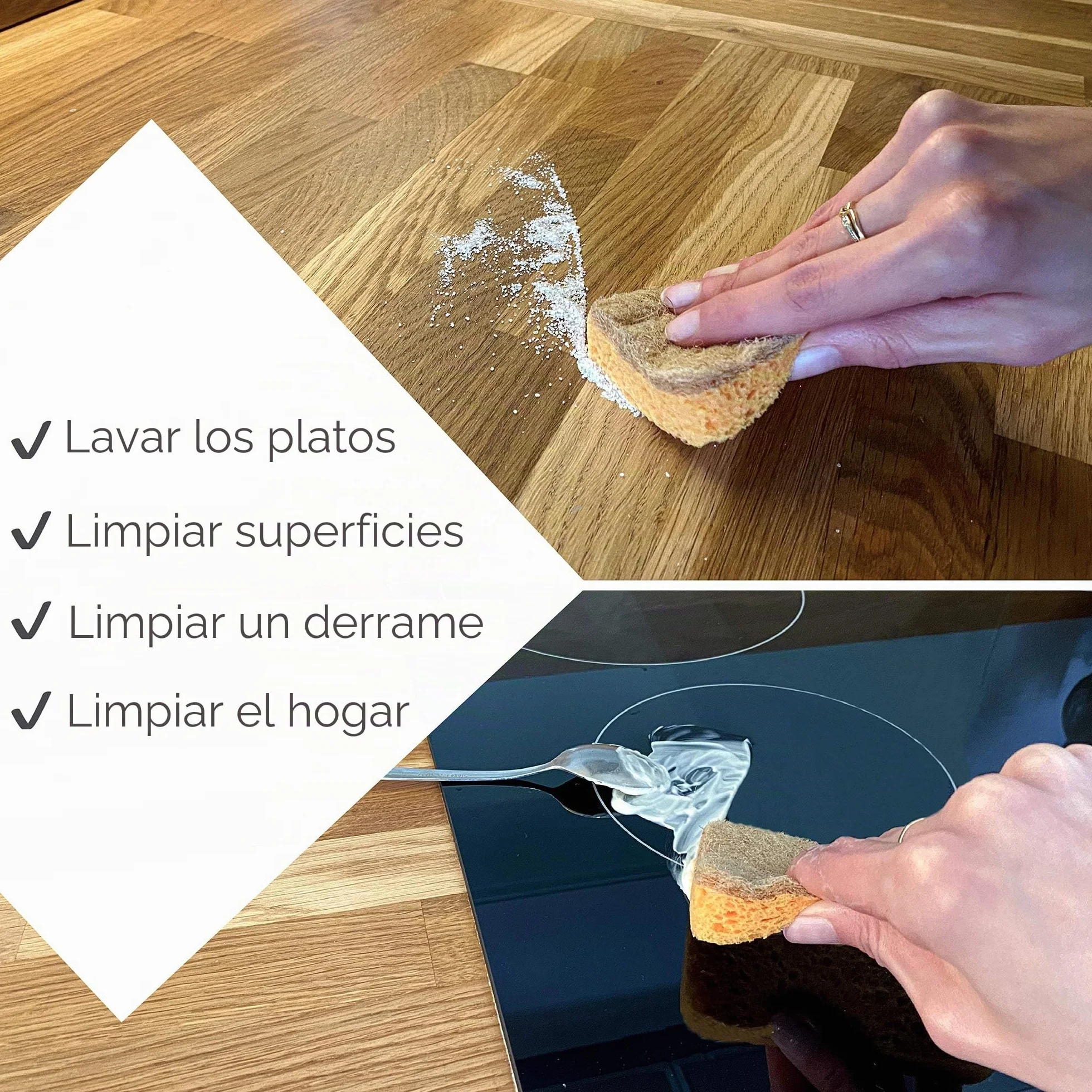 Esponjas naturales biodegradables ecológicas antiarañazos paquete de 6 para cocina y baño