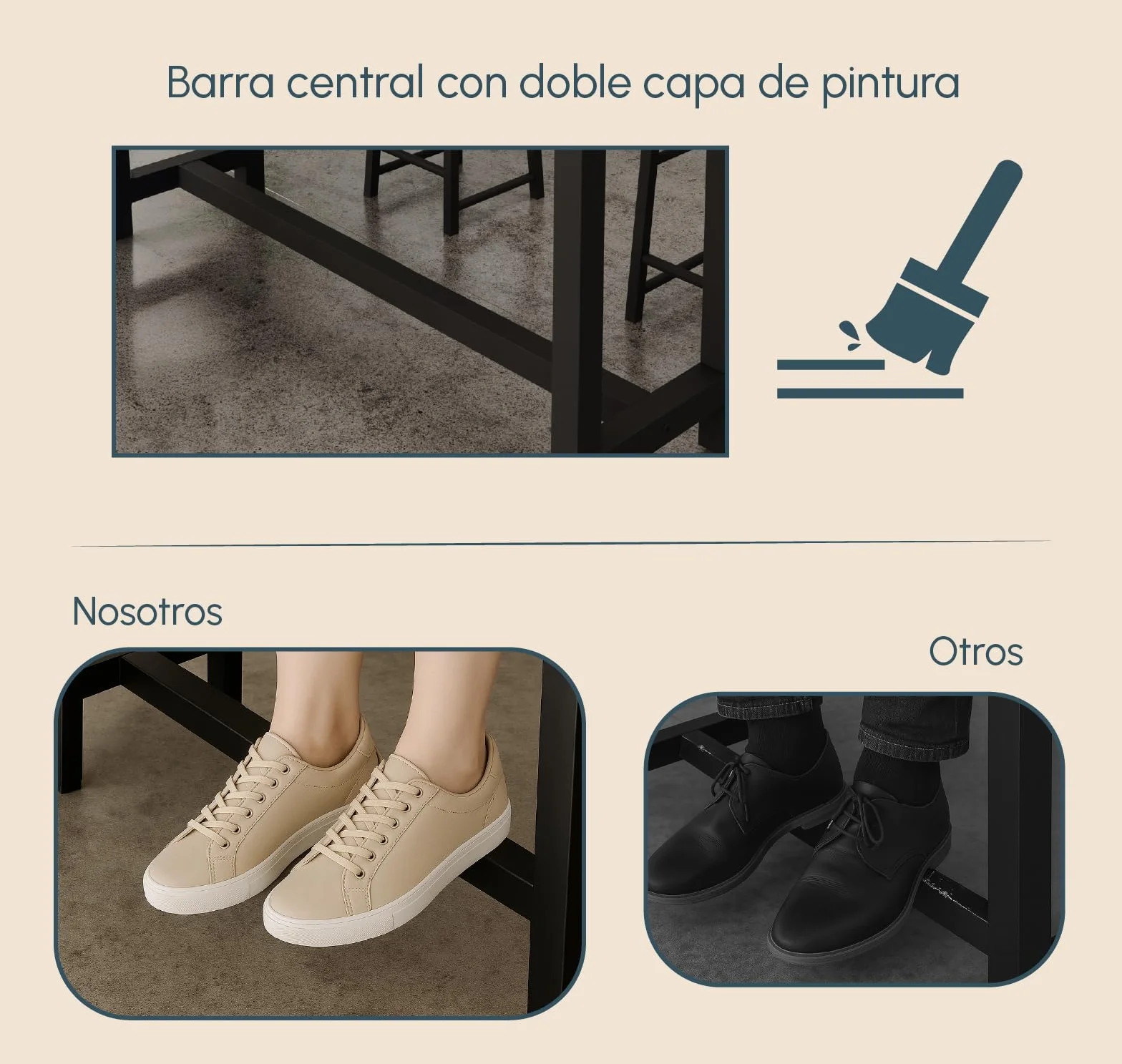 MB Muebles Bonitos | Mesa Alta de Cocina | Estilo Industrial | Modelo Ani | Barra de Cocina Estrecha y Desayunador | Patas de Metal y Melamina Mate | Color Negro | 120x100x40 cm