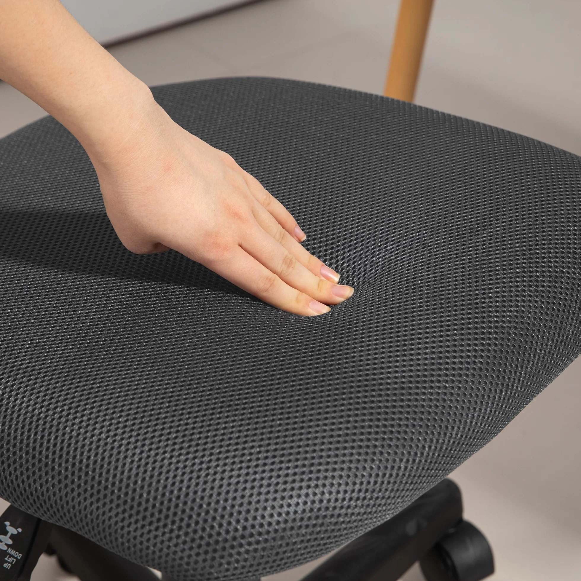 HOMCOM Silla de Oficina Ergonómica sin Brazos Giratoria Respaldo Malla Transpirable Altura Ajustable 120 kg Gris
