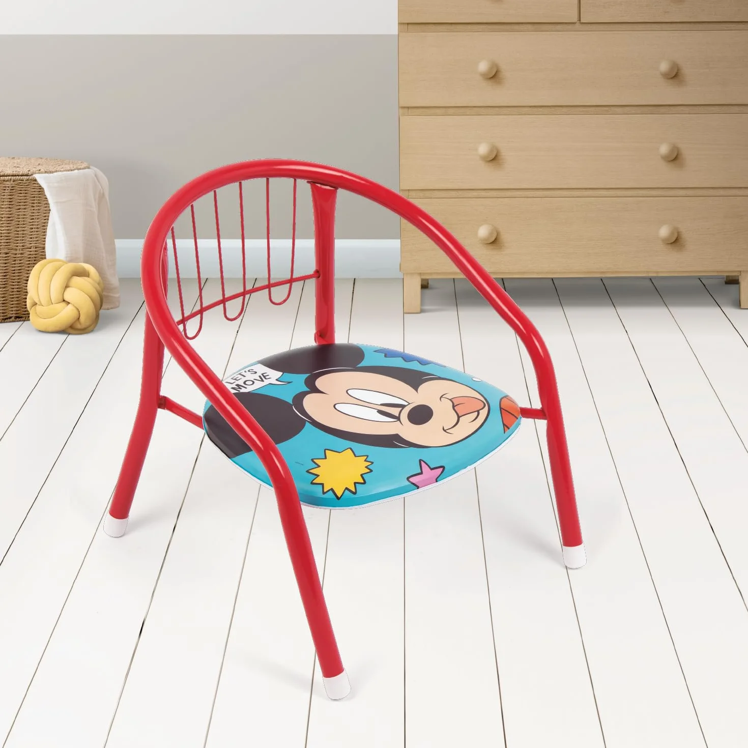 ARDITEX Silla Infantil Mickey Mouse Disney, Silla Metal 35,5 x 30 x 33,5 cm Roja