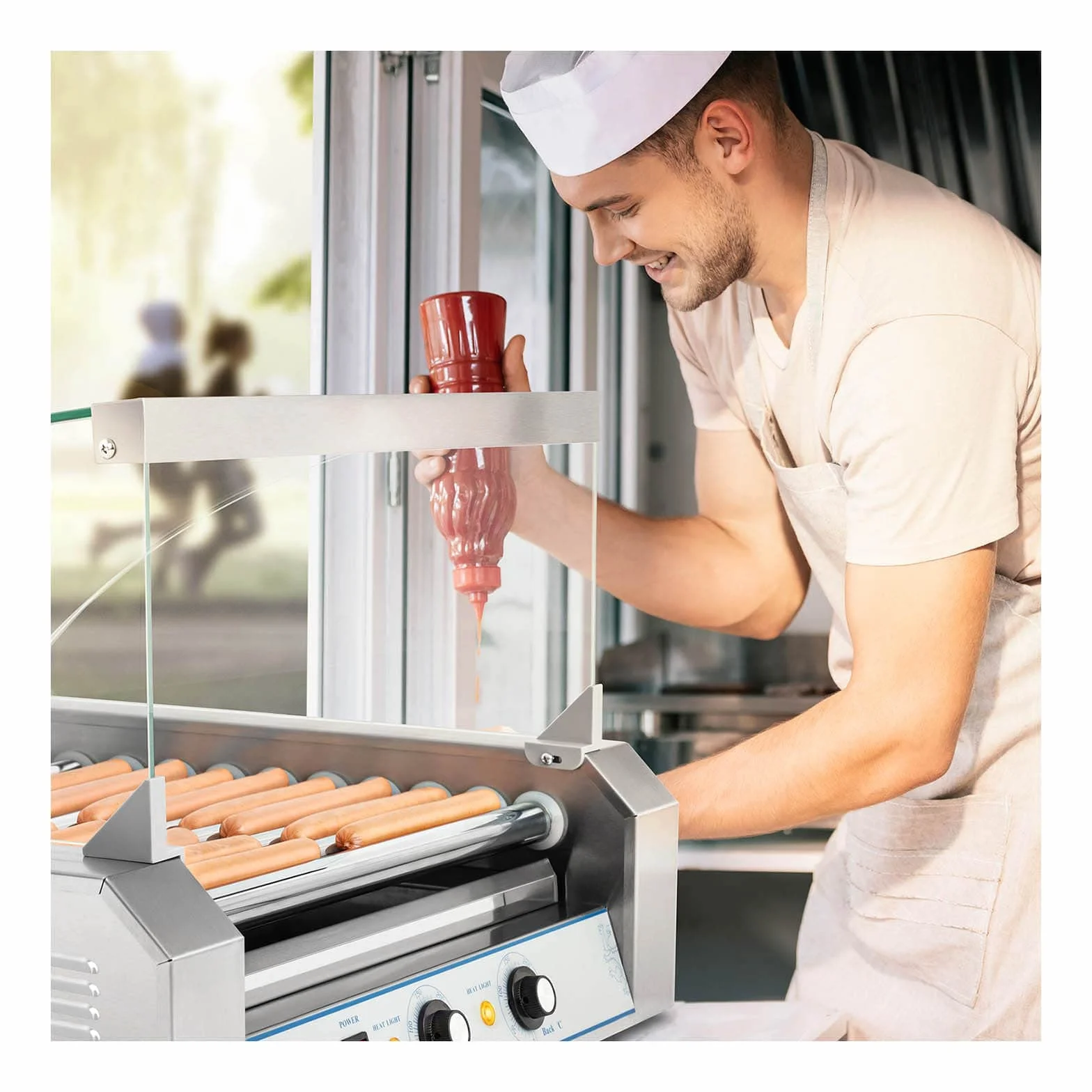 Royal Catering RCHG-11E Asador de perritos calientes 11 Rodillos 1850W 230 V Acero inox