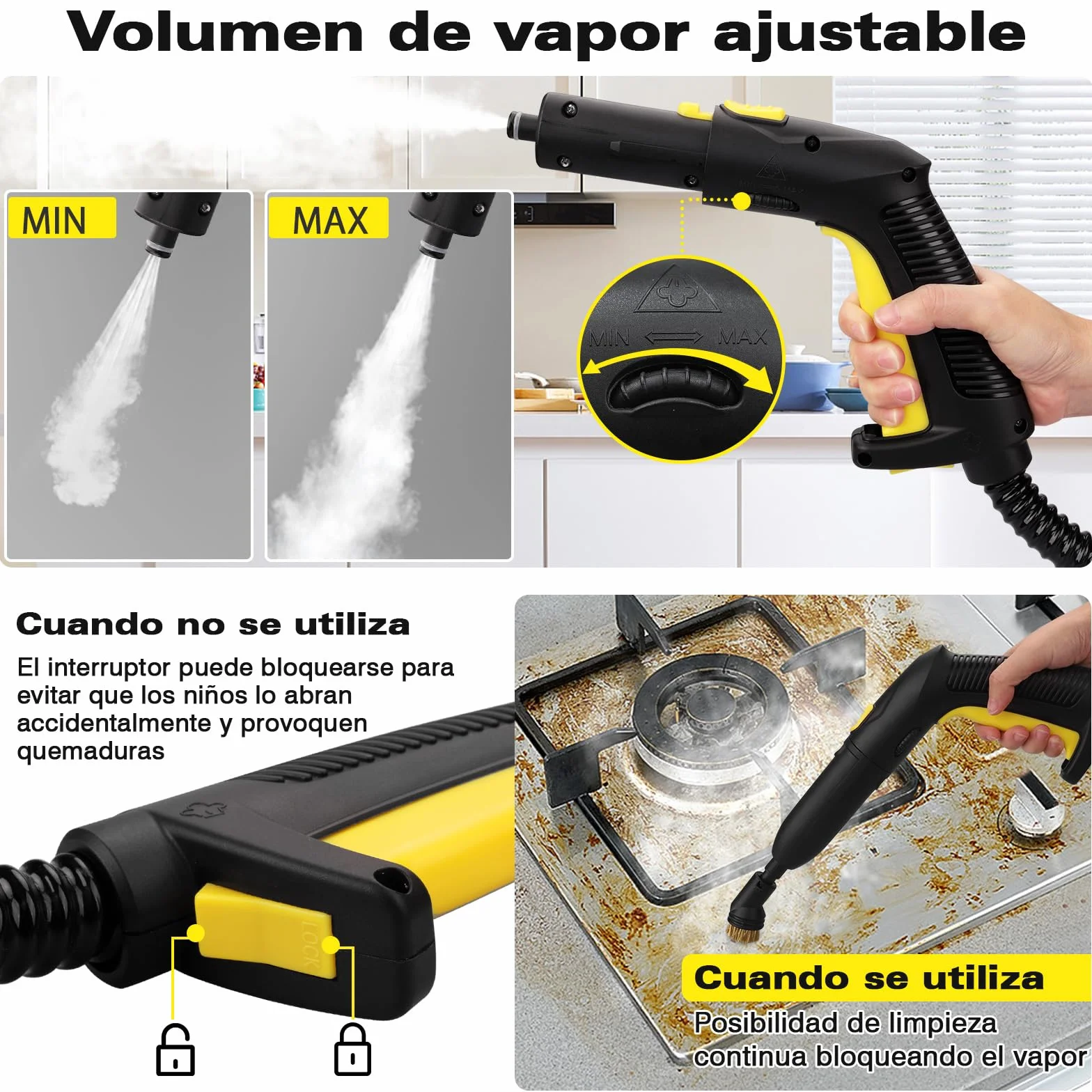 TVD Limpiador de vapor para muebles tapizados 5 m cable