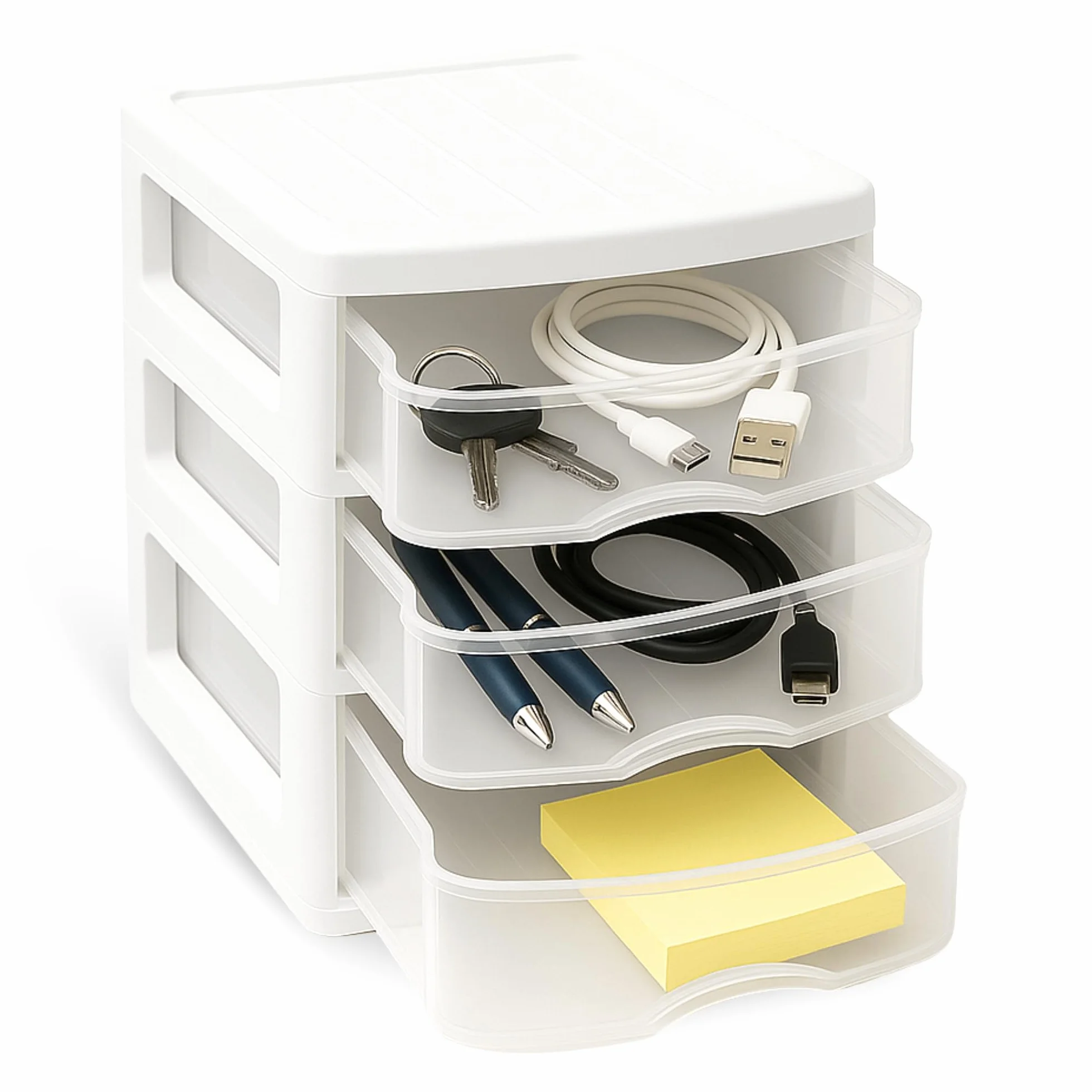 TECHZOCO Cajonera de Almacenamiento con 3 cajones, Unidad de almacenamiento 3 niveles, Torre de almacenaje, Organizador de escritorio, 14 cm ancho x 17 cm fondo x 17 cm alto, Apto para escritorio