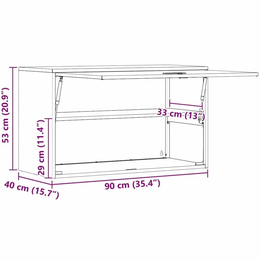 vidaXL Armario de Pared para el Garaje Negro 90 x 40 x 53 cm, Sala, Muebles Modernos de Almacenamiento, gabinete Funcional, diseñado para Ahorrar Espacio, ¡Organiza tu hogar