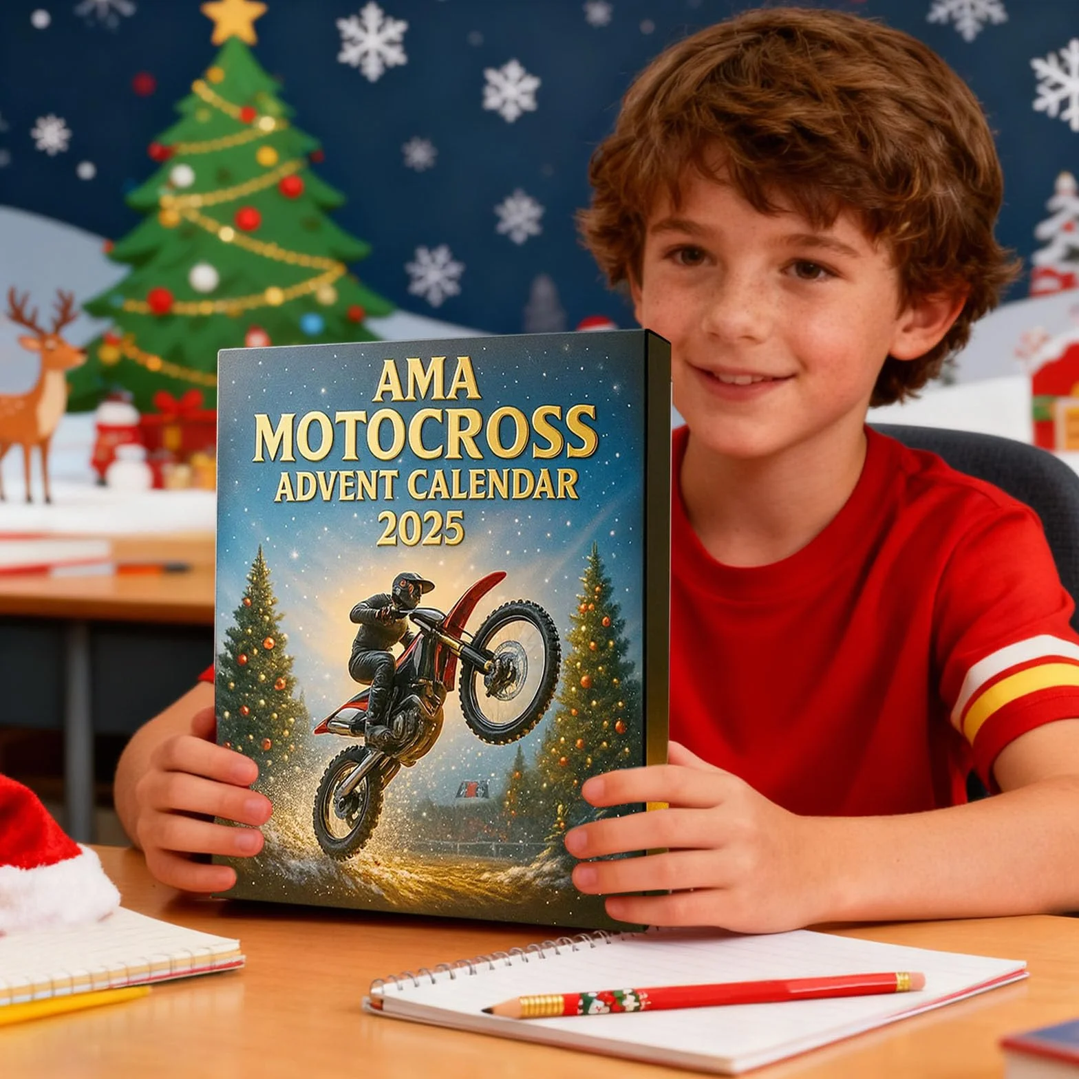 Calendario de Adviento Motocross 2025 - 24 Días Cuenta Regresiva Navidad con Mini Motos de Cross y Figuras de Corredor