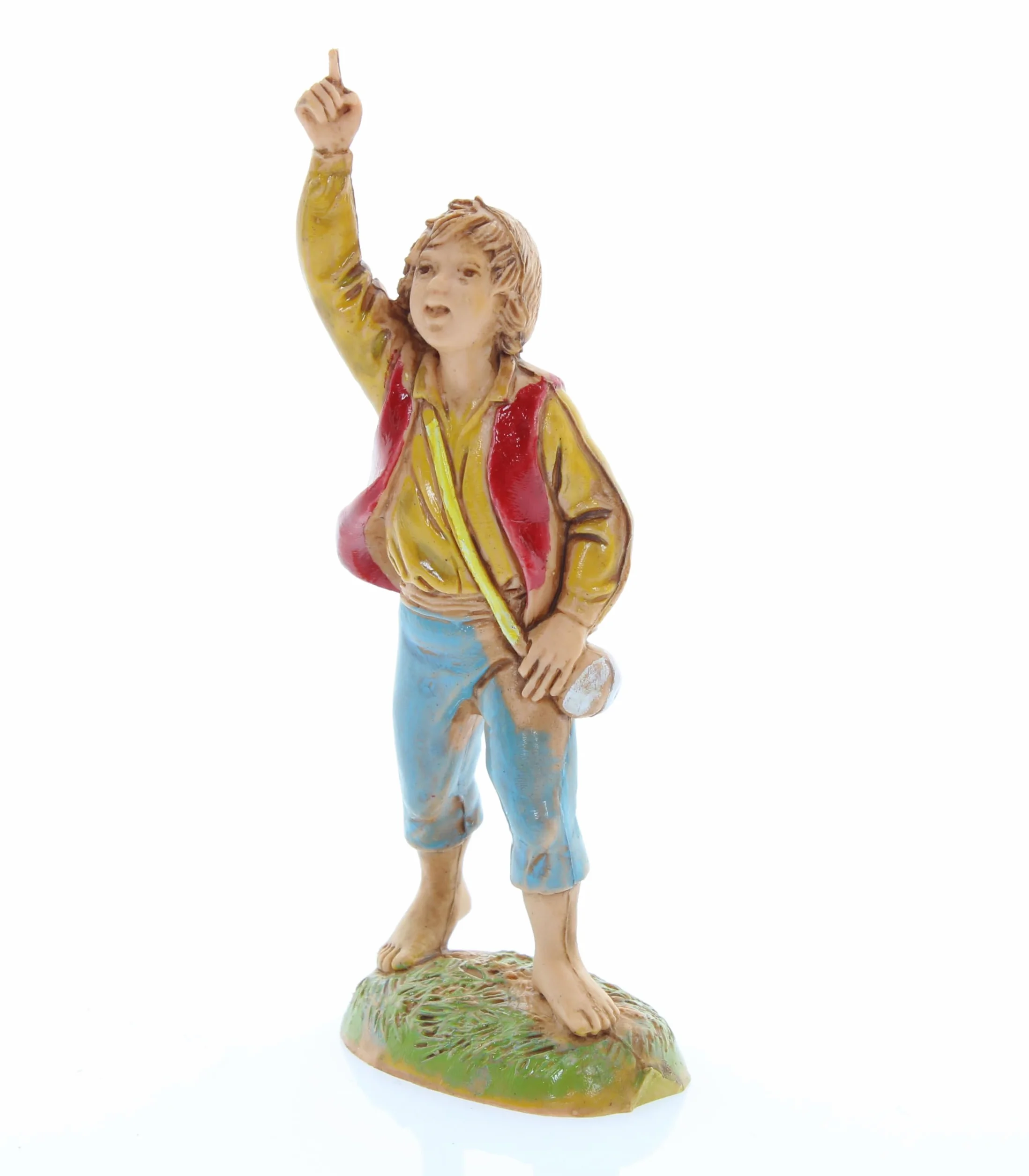 Moranduzzo Niño con Dedo Levantado Belén 10 cm Escala 1:20 Figuras Indestructibles Estilo 700' Pintura Acabada a Mano