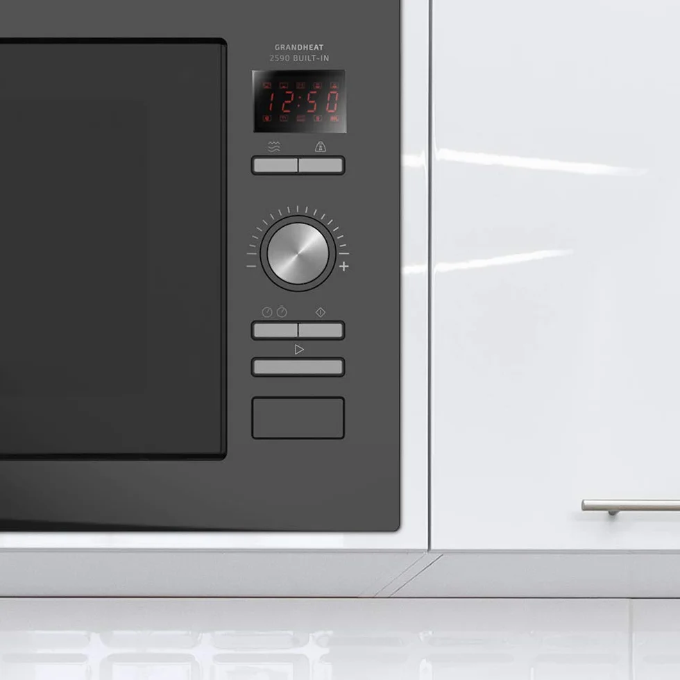 Cecotec Microondas encastrable Digital GrandHeat 2590 Built-In Black. 900 W, Integrable, 25 Litros, Táctil, Grill 1000 W, 8 Funciones preconfiguradas, Temporizador