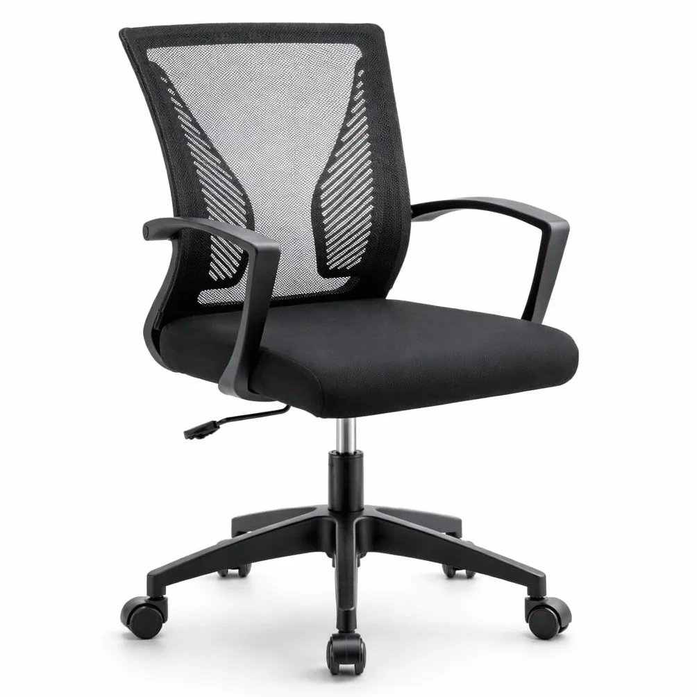 Silla de Oficina Ergonómica con Ruedas Giratorias y Soporte Lumbar, Respaldo de Malla Transpirable, 150kg