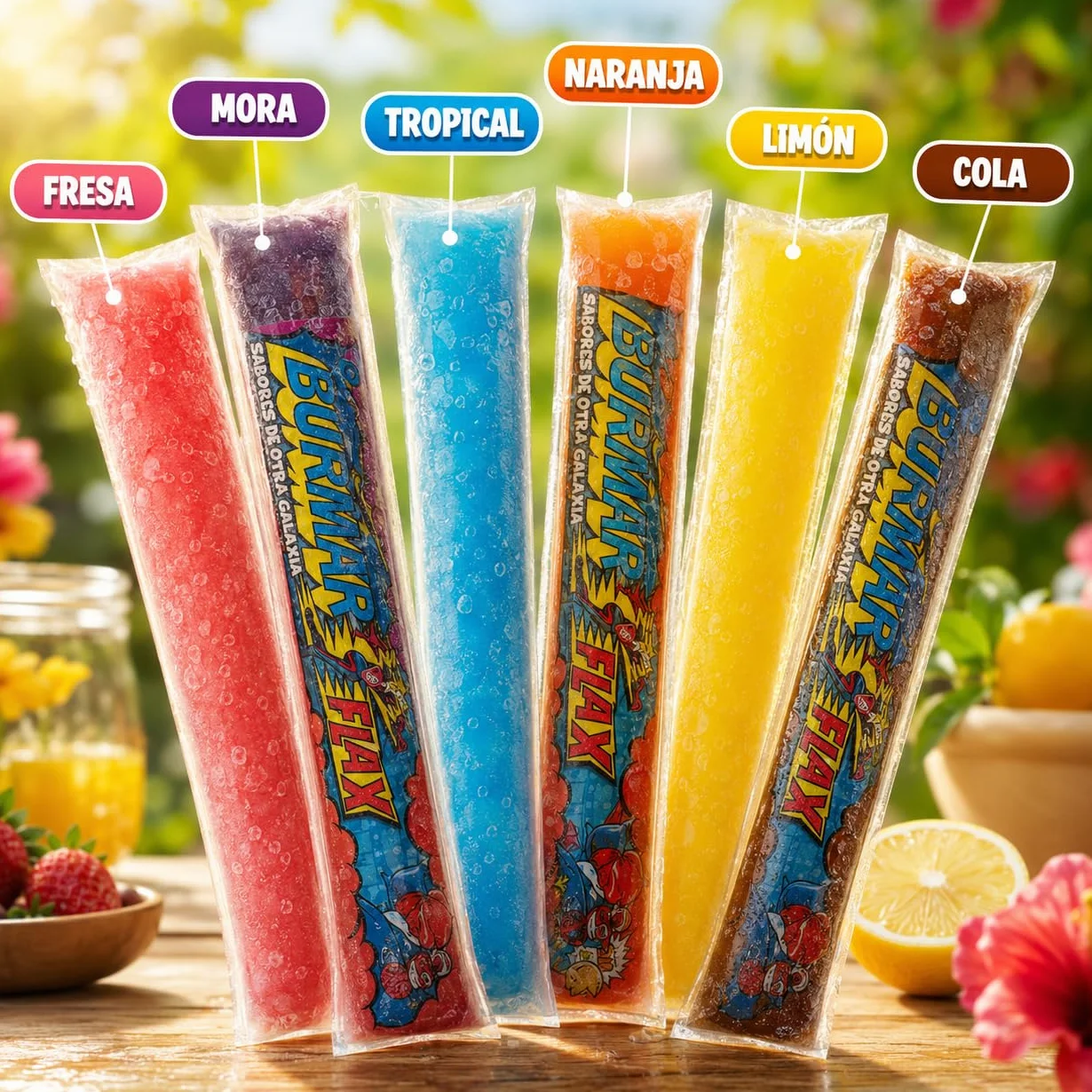 Burmar Flax Polo Flash Helados de Hielo sin Gluten sin Lactosa 6 Sabores 96