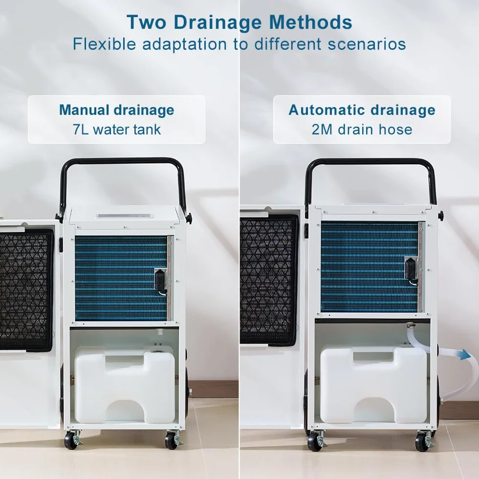 Deshumidificador Industrial Grandes Superficies 120L/Día: Área 300m²/600m3 Deshumidificadores con Sensor de Humedad Eléctrico Temporizador 24H Depósito de 7L para Trastero Baño y Garaje