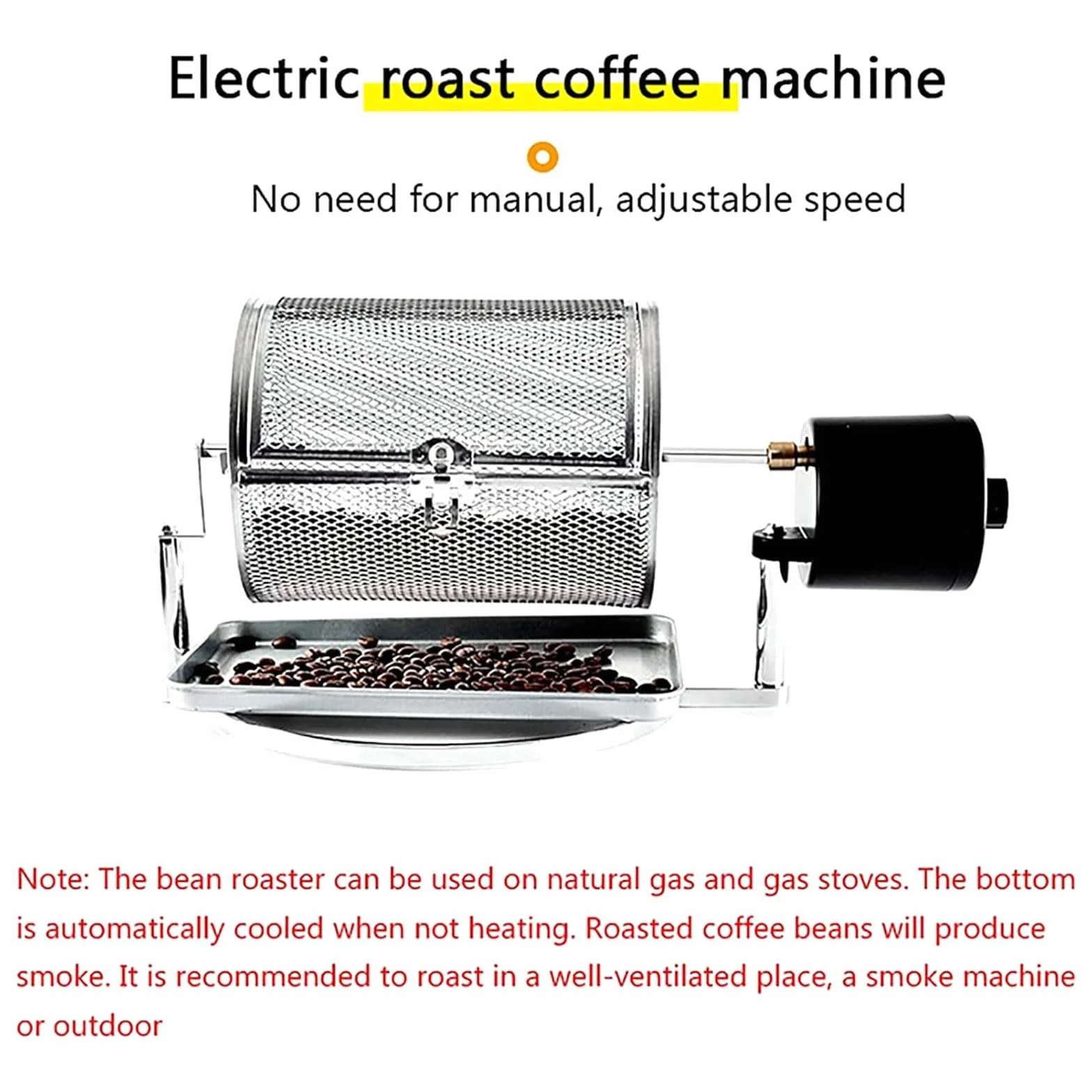 PEIXEN Tostador de café automático 800 g Capacidad Tambor eléctrico Acero Inoxidable
