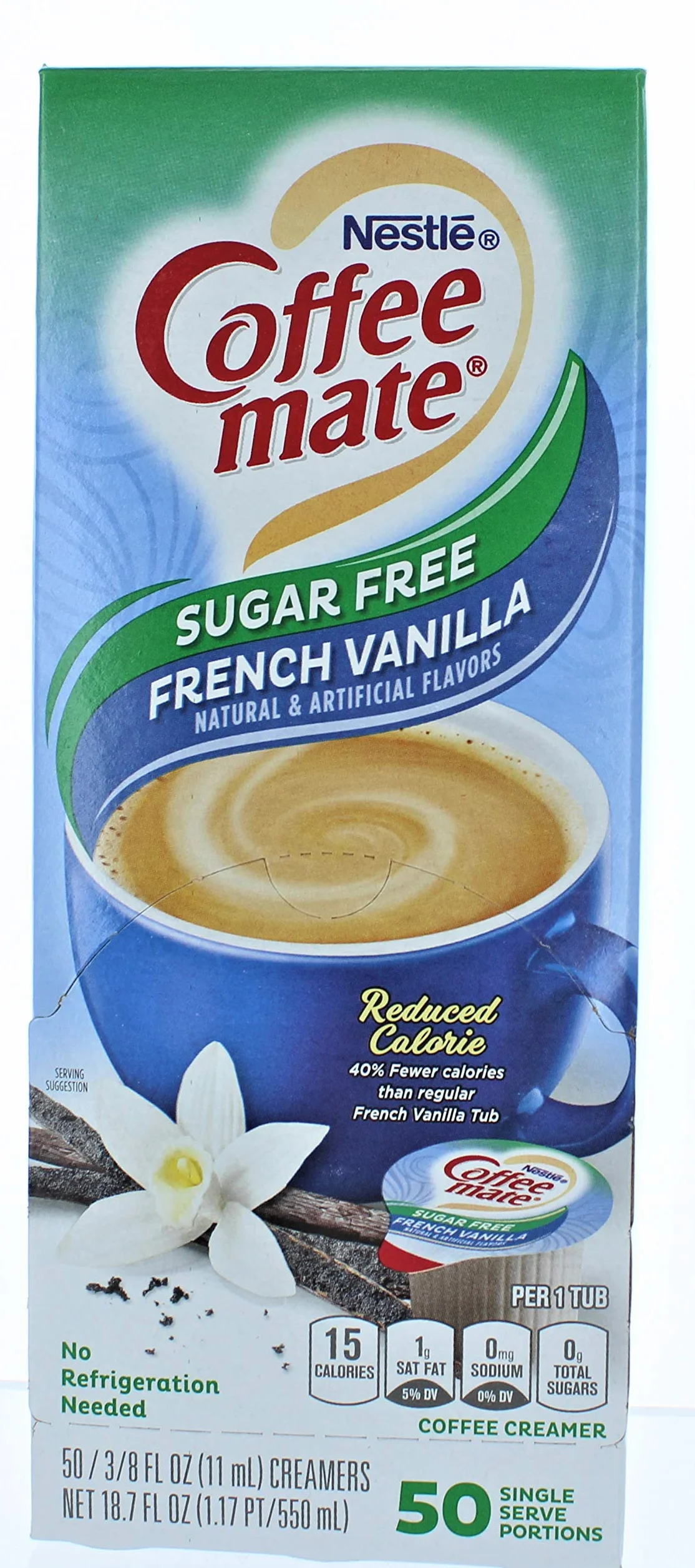Coffee-mate SF French Vanilla Creamer, .375oz, 50/Box