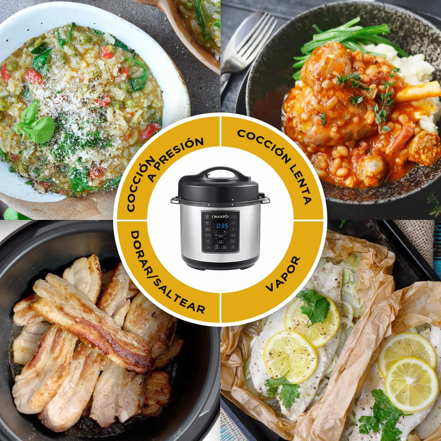 Crock-Pot Express Pressure Cooker | 12-in-1 Programmable Multi-Cooker | Slow Cooker | Food Steamer and Saute | 5.6 L | Energy Efficient | Stainless Steel [CSC051]