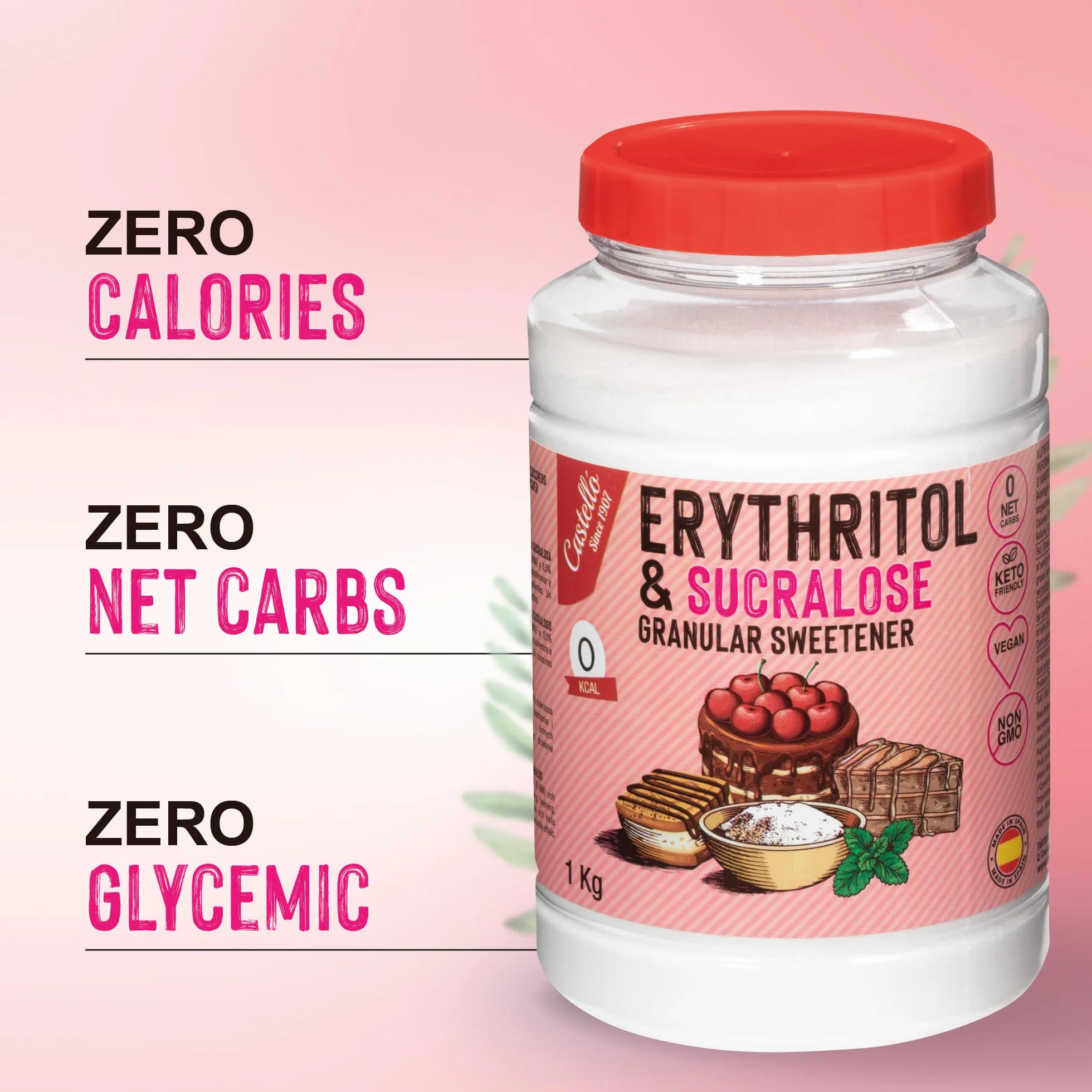 Castello Eritritol + Sucralosa 1:4 1 kg Edulcorante 0 Carbohidratos Keto No OGM