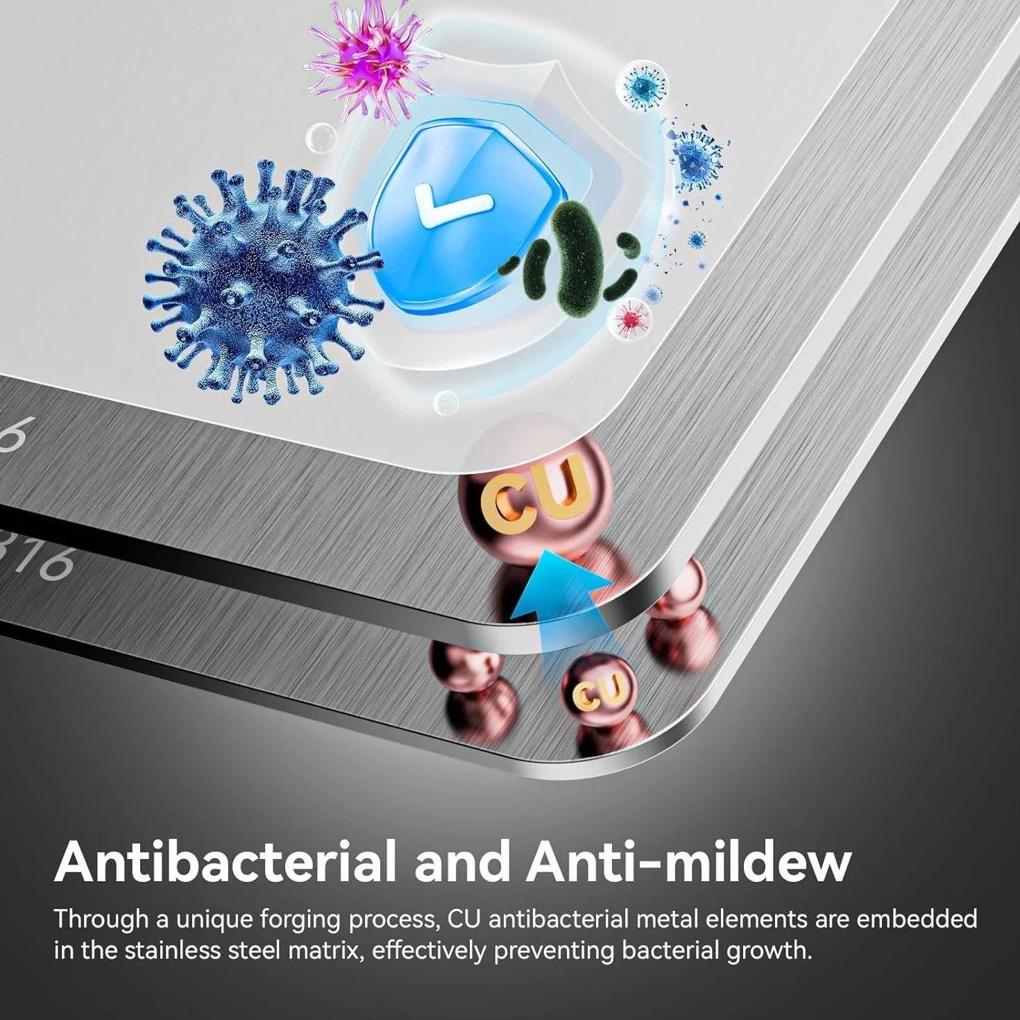Tabla de Cortar Acero Inoxidable 34x23 cm Robusta Antibacteriana Inodora
