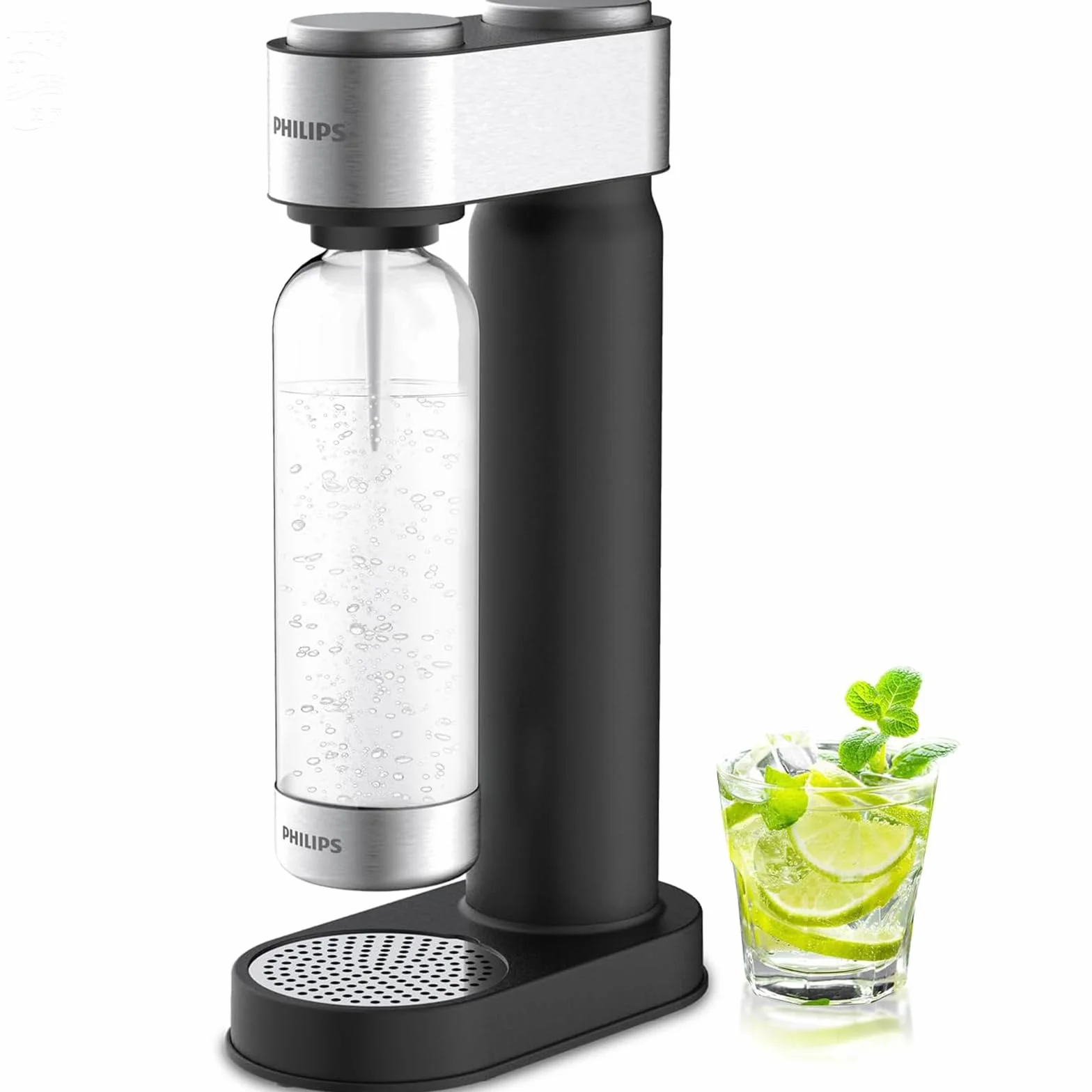 Philips Máquina para hacer refrescos de acero inoxidable con gas para el hogar, 1 litro, sin BPA, compatible con carbonatador de CO2 de 60 L