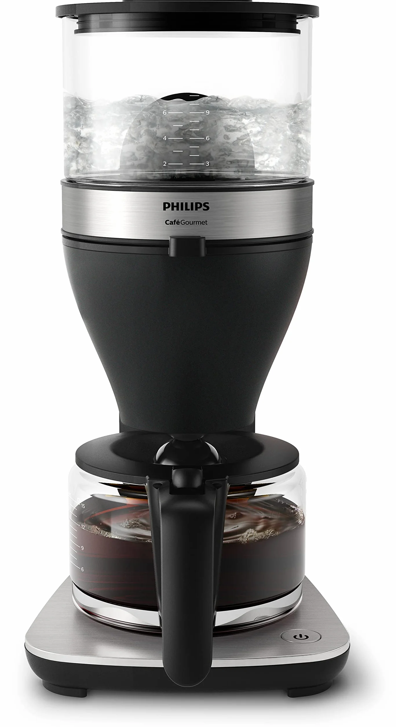Philips Café Gourmet Cafetera de Goteo - 1.25L, hasta 15 Tazas, Boil & Brew, Negro/Plateado (HD5416/60)