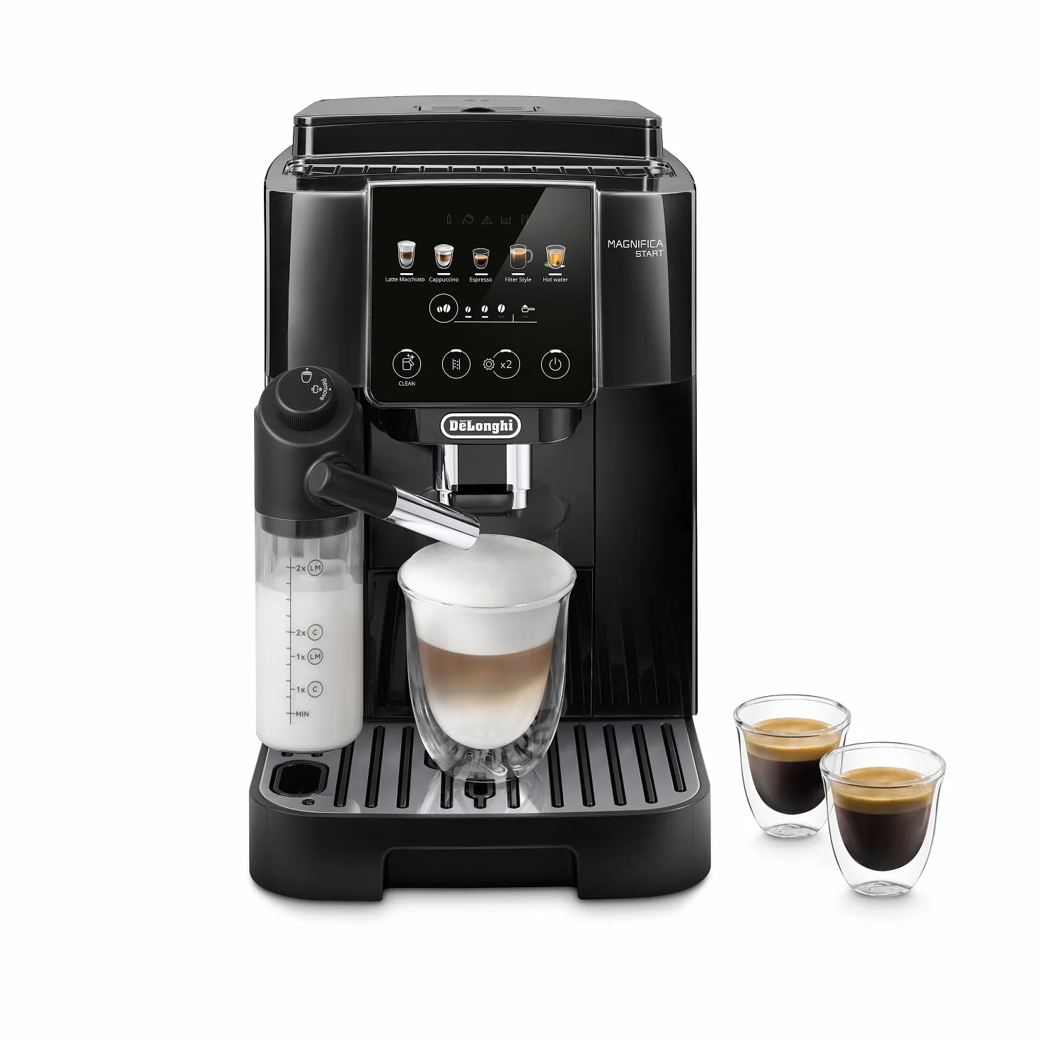 De’Longhi Magnifica Start - Cafetera Superautomática, LatteCrema Jarra de leche automática, 5 Bebidas One-Touch, Controles Soft Touch, Negro (ECAM222.91.B)