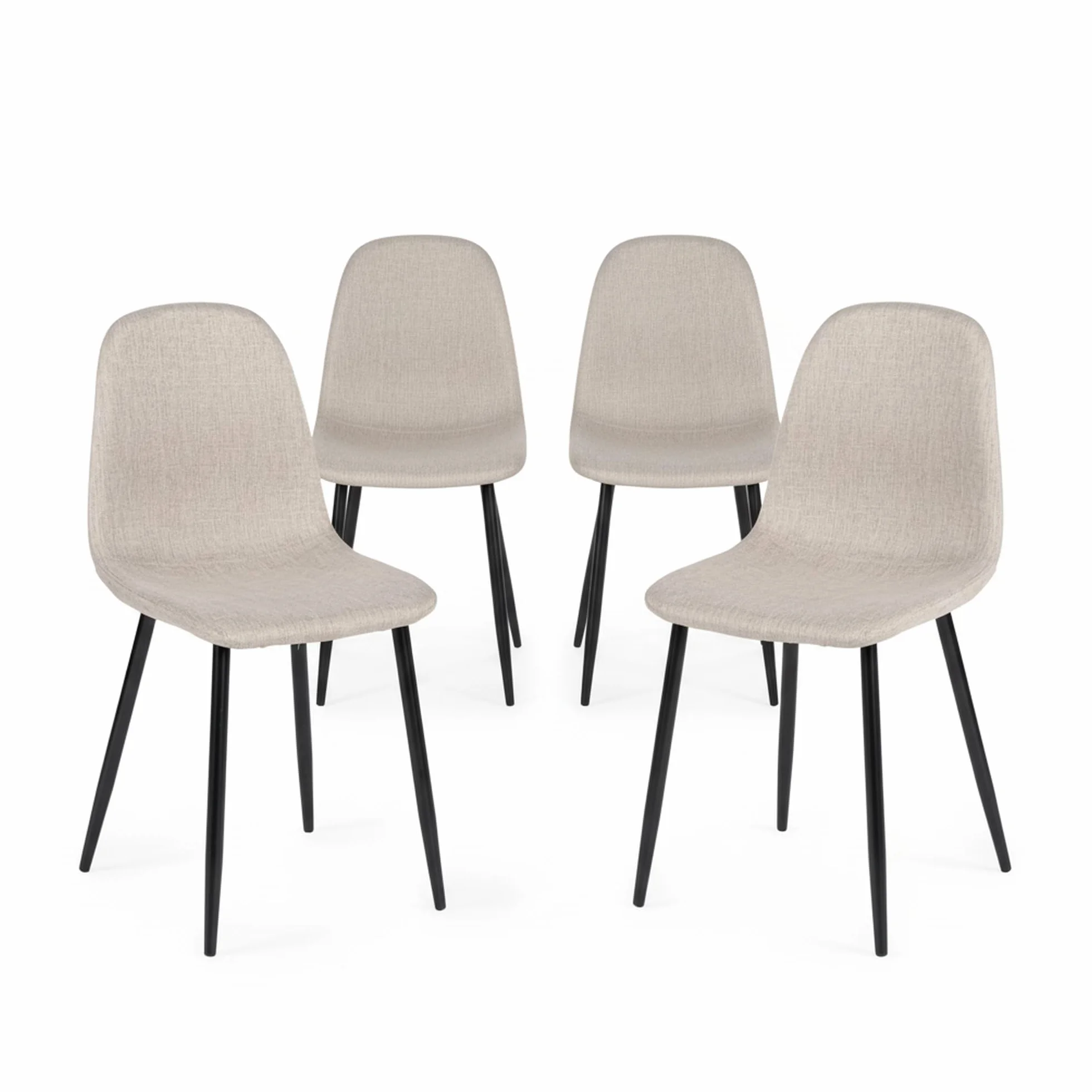 Homy Casa Juego de 4 sillas de Comedor de Tela Suave flameada, sillas Laterales escandinavas con Patas de Metal Negro para Cocina, Comedor, Sala de Estar, Dormitorio, Beige Oscuro