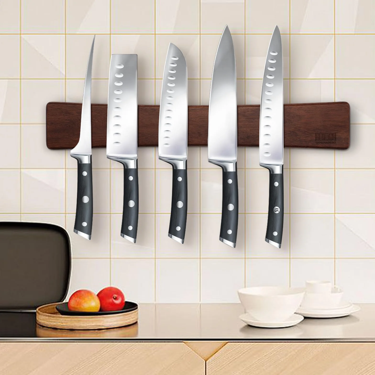 HOSHANHO Soportes para cuchillos de cocina, Barra Magnética de Madera