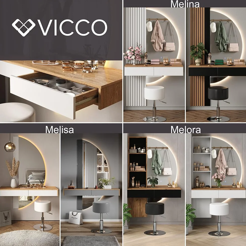 Vicco Tocador Melisa, Gris, 120 cm con 2 cajones, Altura Flexible, Ajustable Perfectamente a Necesidades Individuales