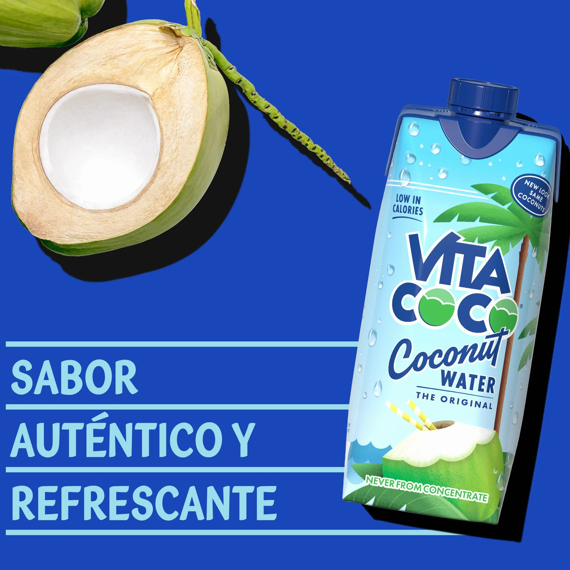 Vita Coco Agua de Coco Original 12 x 330ml, Con Electrolitos, Vitamina C, Potasio y Sin Gluten