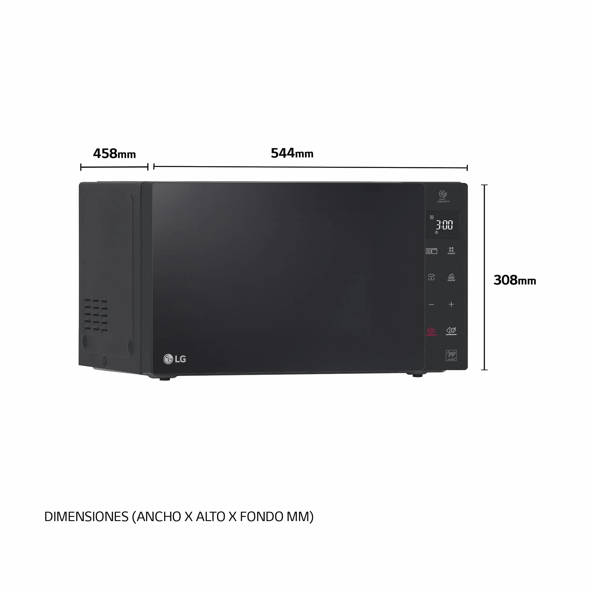 LG MH7235GPS - Microondas con Grill 2 en 1, 32L, Smart Inverter 1200 W, Panel Táctil y Giratorio, Cocina Rápida y Uniforme, Display LED, Easy Clan, Ahorro Energético, Negro