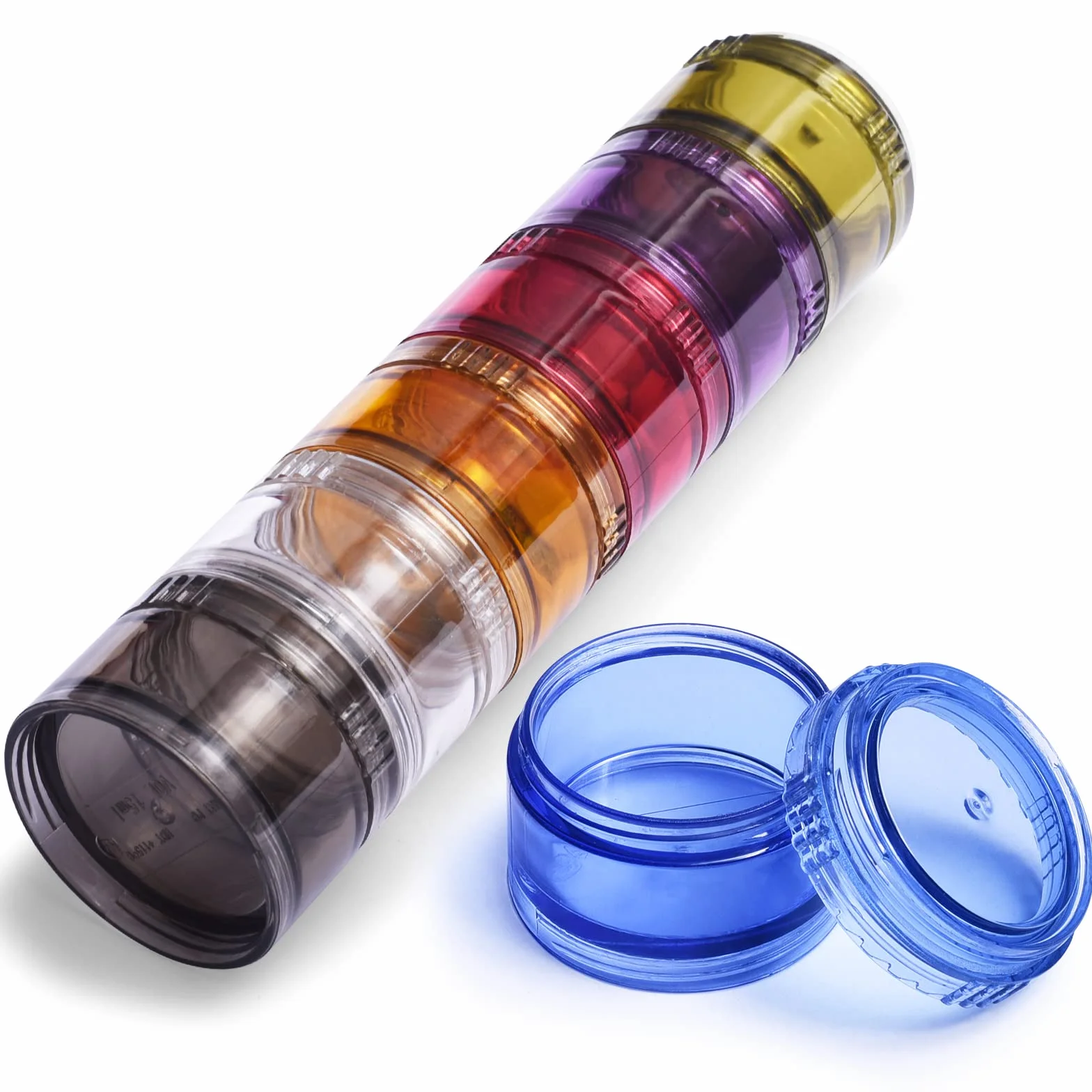 Organizador de Pastillas Semanal 7 Días, Pastillero Diario con 7 Compartimentos para Viaje Multicolor