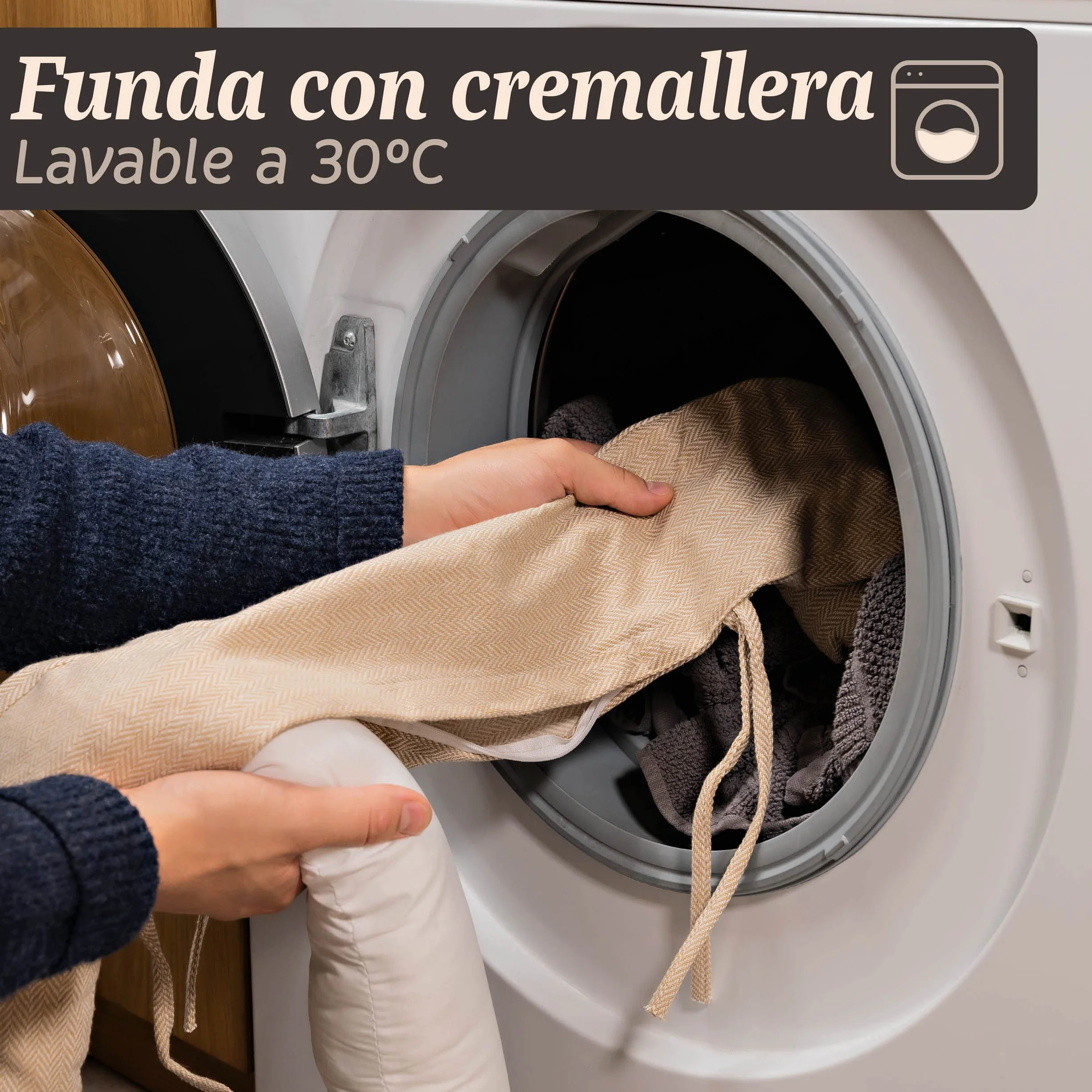 Praknu Burlete Protector contra Frío y Viento 90 cm Lavable Extra Pesado para Puertas y Ventanas Beige