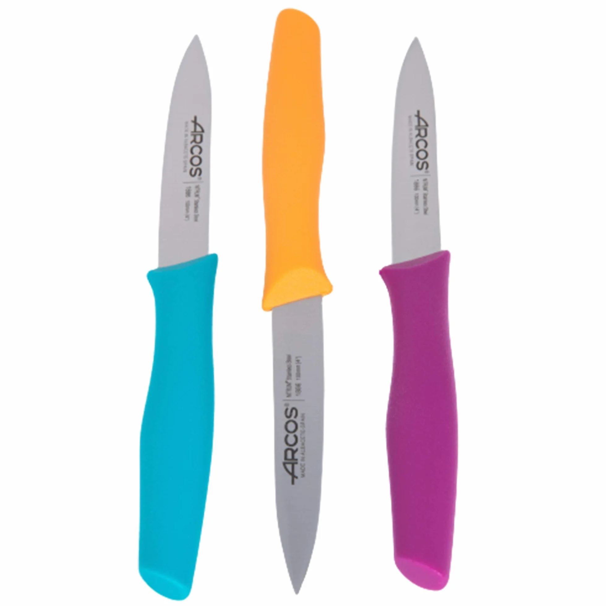 Arcos Serie Nova Cuchillo para pelar Acero Inoxidable NITRUM 3 colores Fucsia Turquesa Amarillo